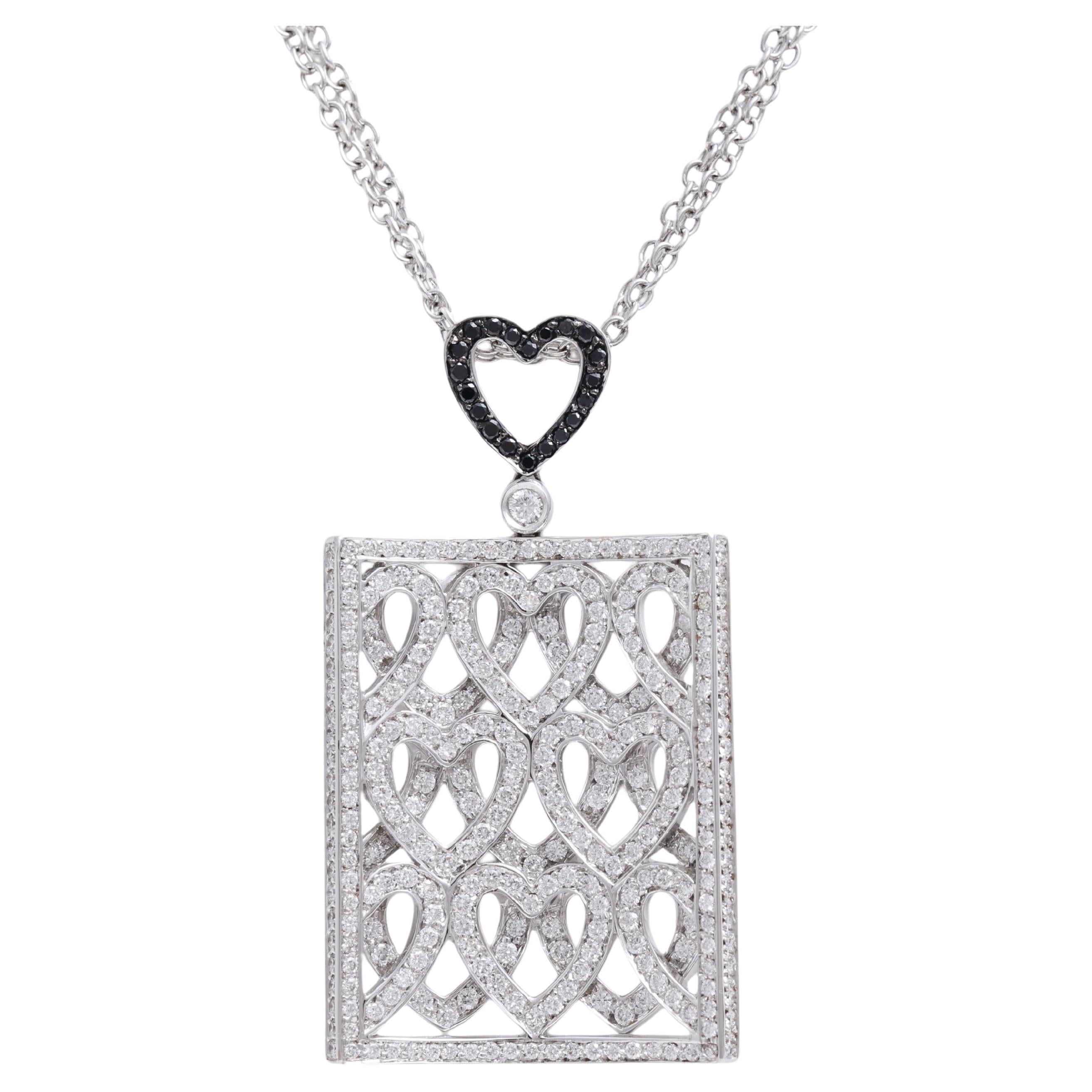 18 Kt 3D Pendant / Necklace Heart Shapes Full Diamond Set