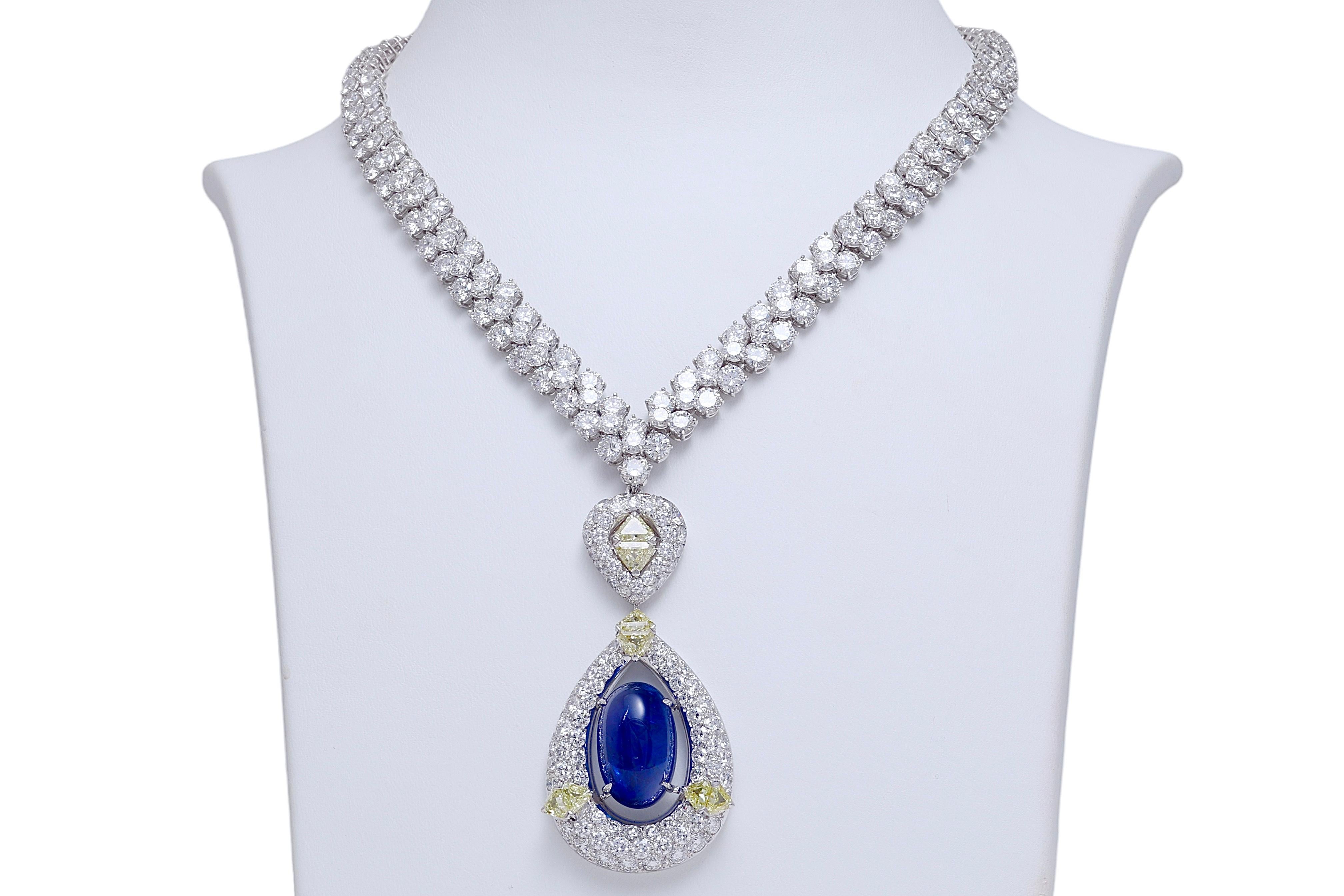 18 kt. Adler Genève Tennis Necklace & Asprey London Pendant Sapphire, Diamonds For Sale 10