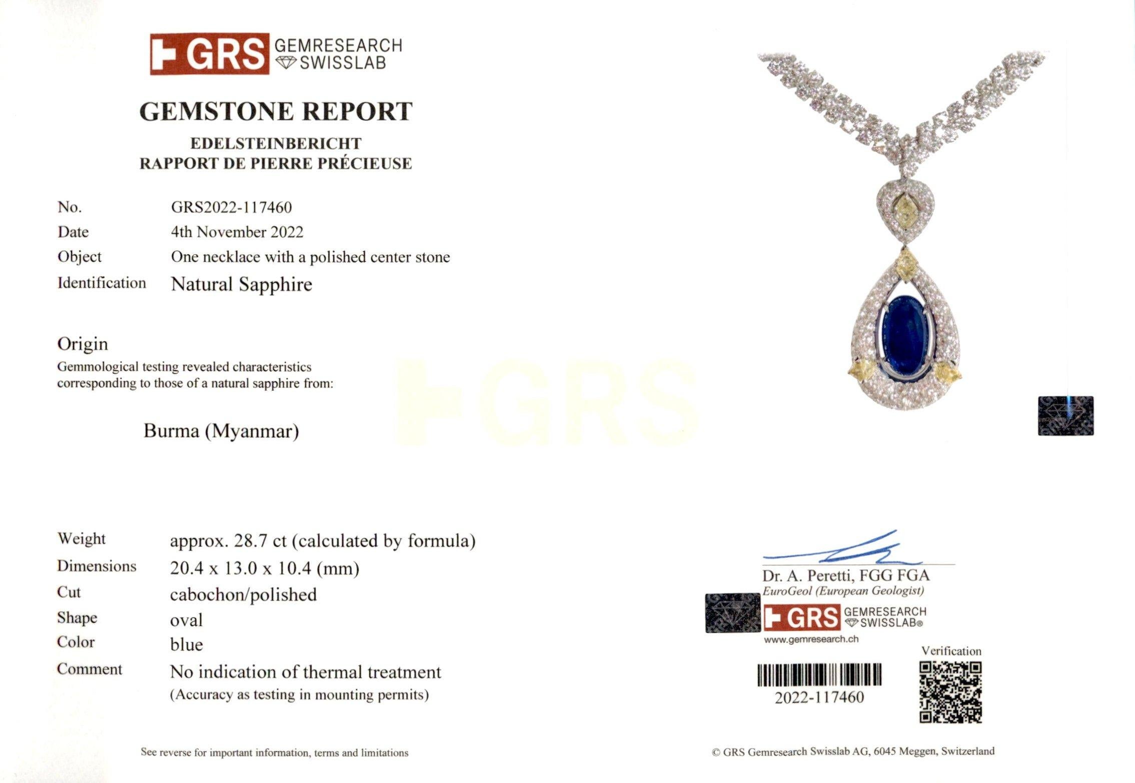 18 kt. Adler Genève Tennis Necklace & Asprey London Pendant Sapphire, Diamonds For Sale 12