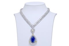 18 kt. Adler Genève Tennis Necklace & Asprey London Pendant Sapphire, Diamonds