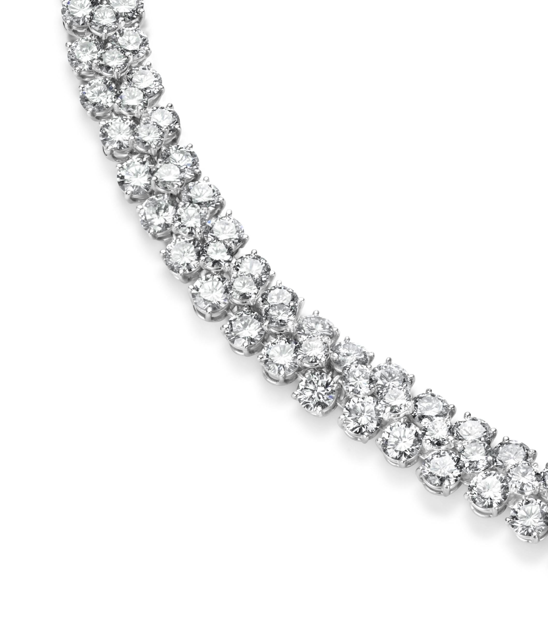 18 kt. Adler Genève Tennis Necklace & Asprey London Pendant Sapphire, Diamonds For Sale 3