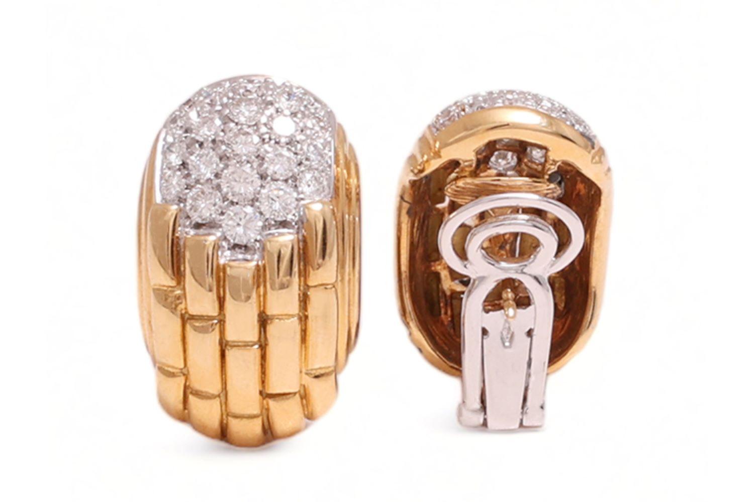18 kt. Preciosos pendientes de oro con clip engastados con 2,76 ct. Diamantes en Nuevo estado para la venta en Antwerp, BE