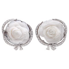 18 Kt Breguet Diamant Ohrringe Blume Kamee s