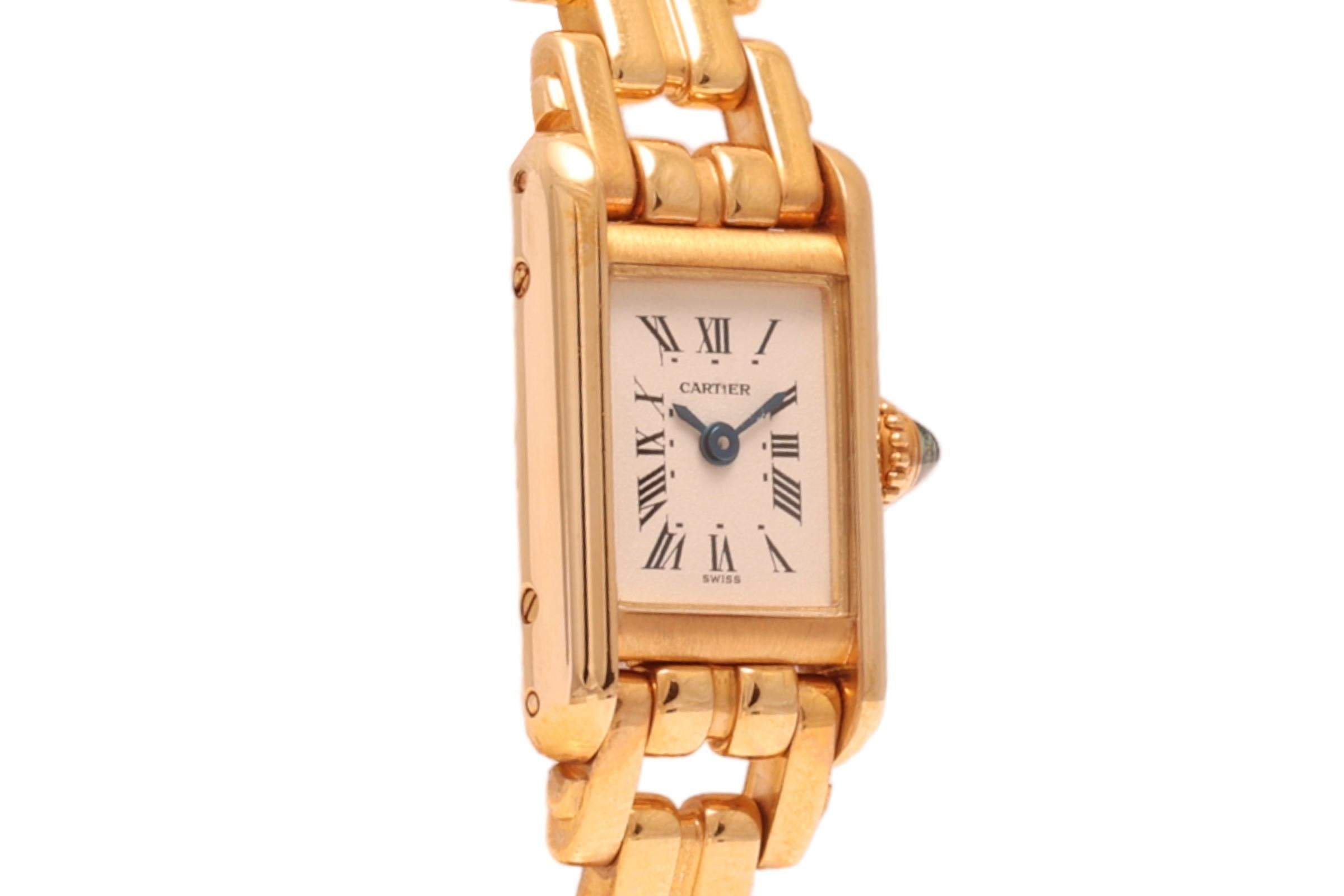 18 Kt Cartier Paris Mini Tank Full Yellow Gold In Excellent Condition In Antwerp, BE