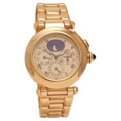 18 Kt Cartier Pasha Perpetual Calendar Wrist Watch, Day Date Month Moon Phase