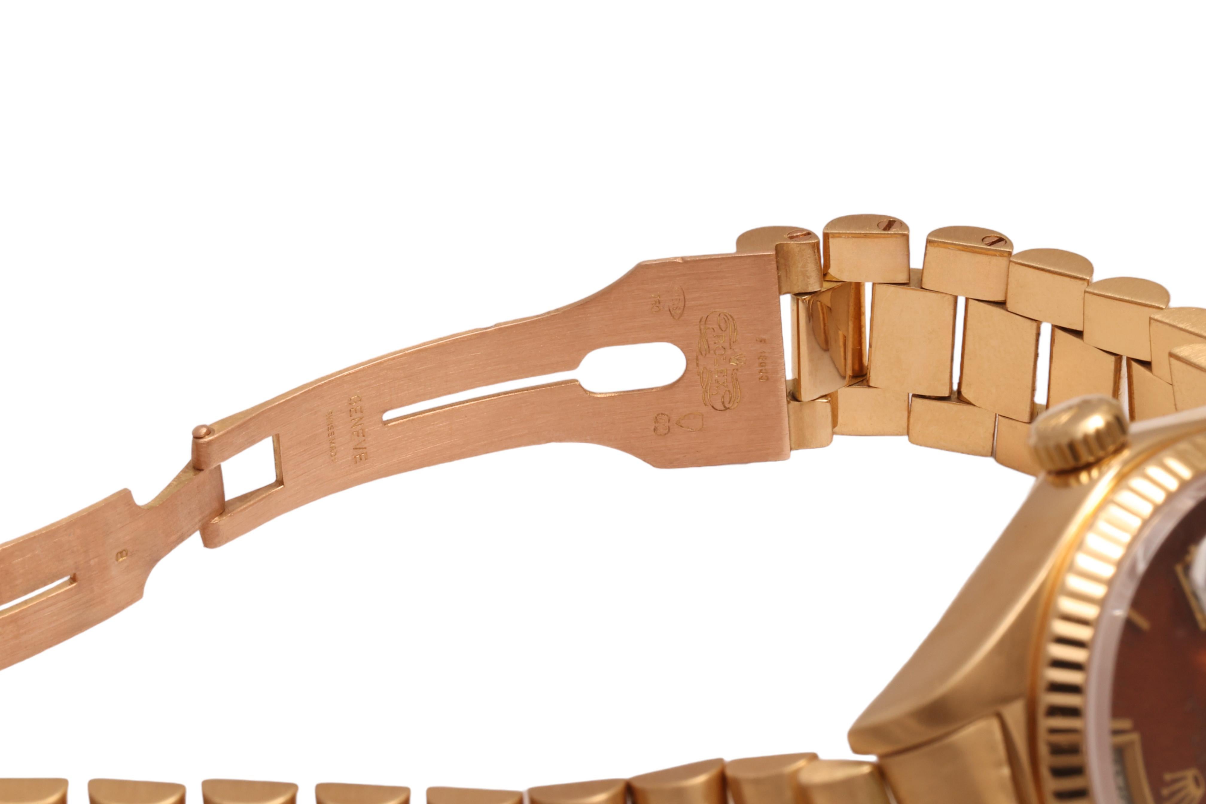18 Kt Collectors Rolex President Wood Dial, Ref 18038 from 1978 For Sale 3