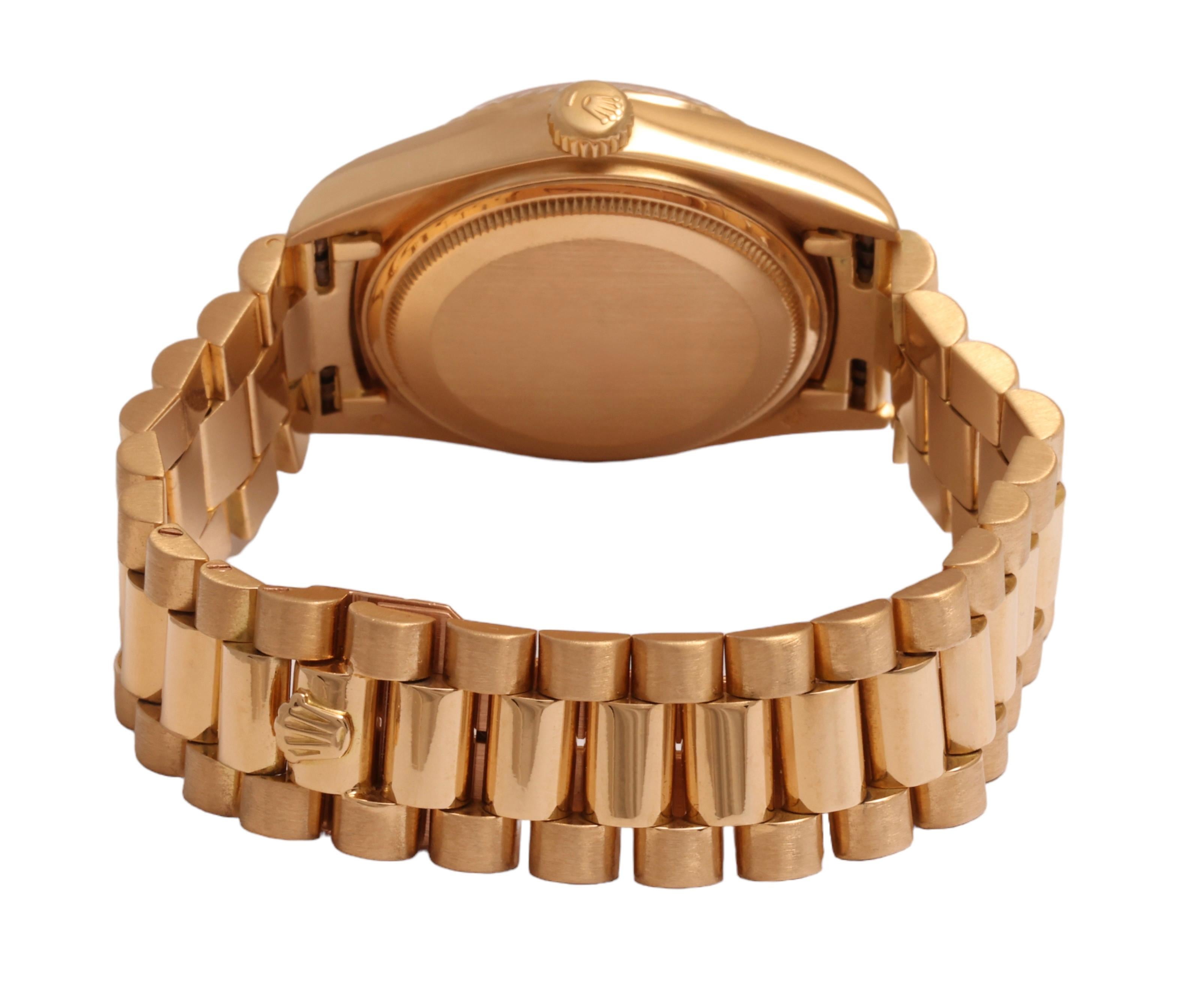 18 Kt Collectors Rolex President Wood Dial, Ref 18038 from 1978 For Sale 1
