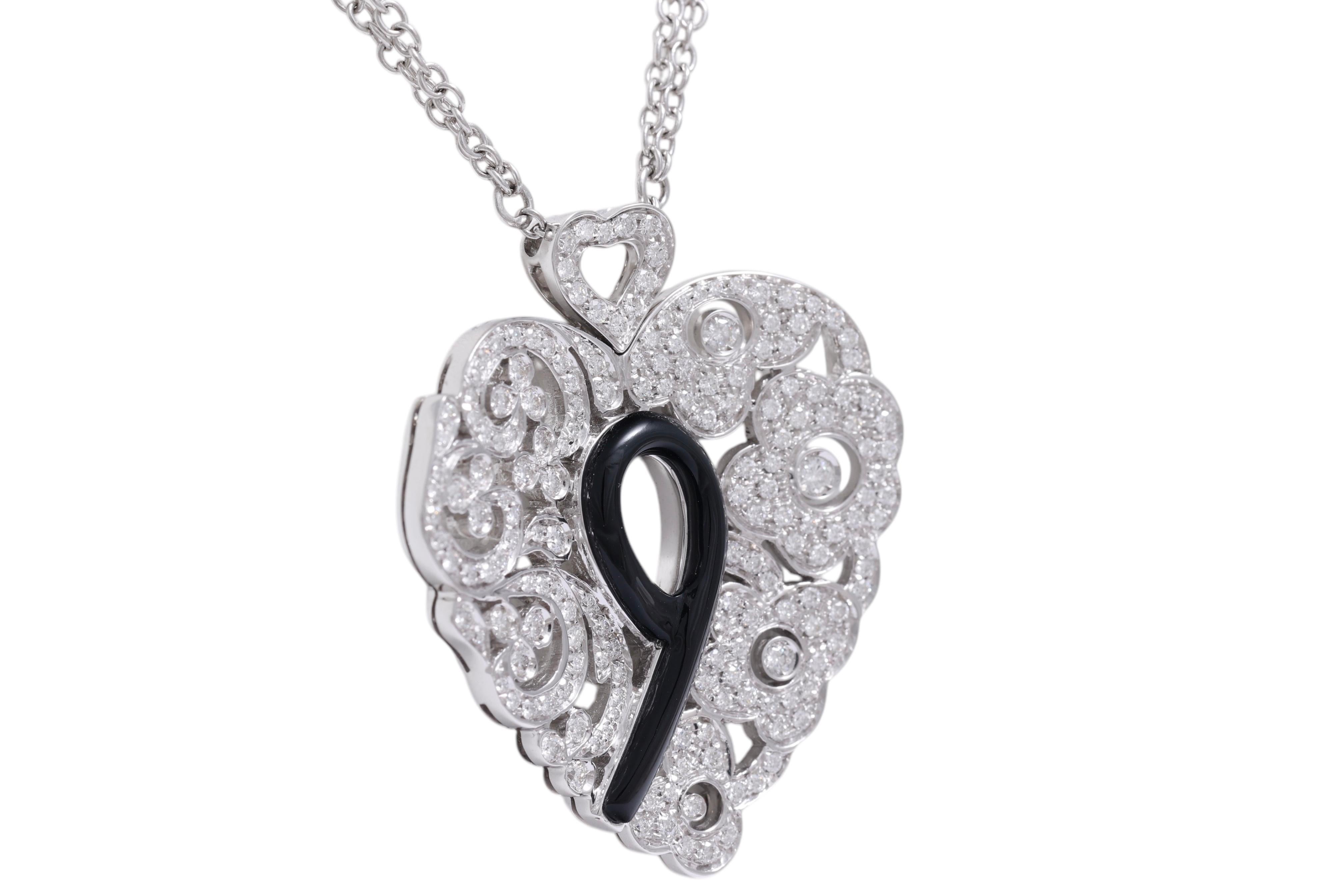 Diamante 18 Kt e smalto nero Appendino / Collana / Ciondolo In condizioni Nuovo in vendita a Antwerp, BE
