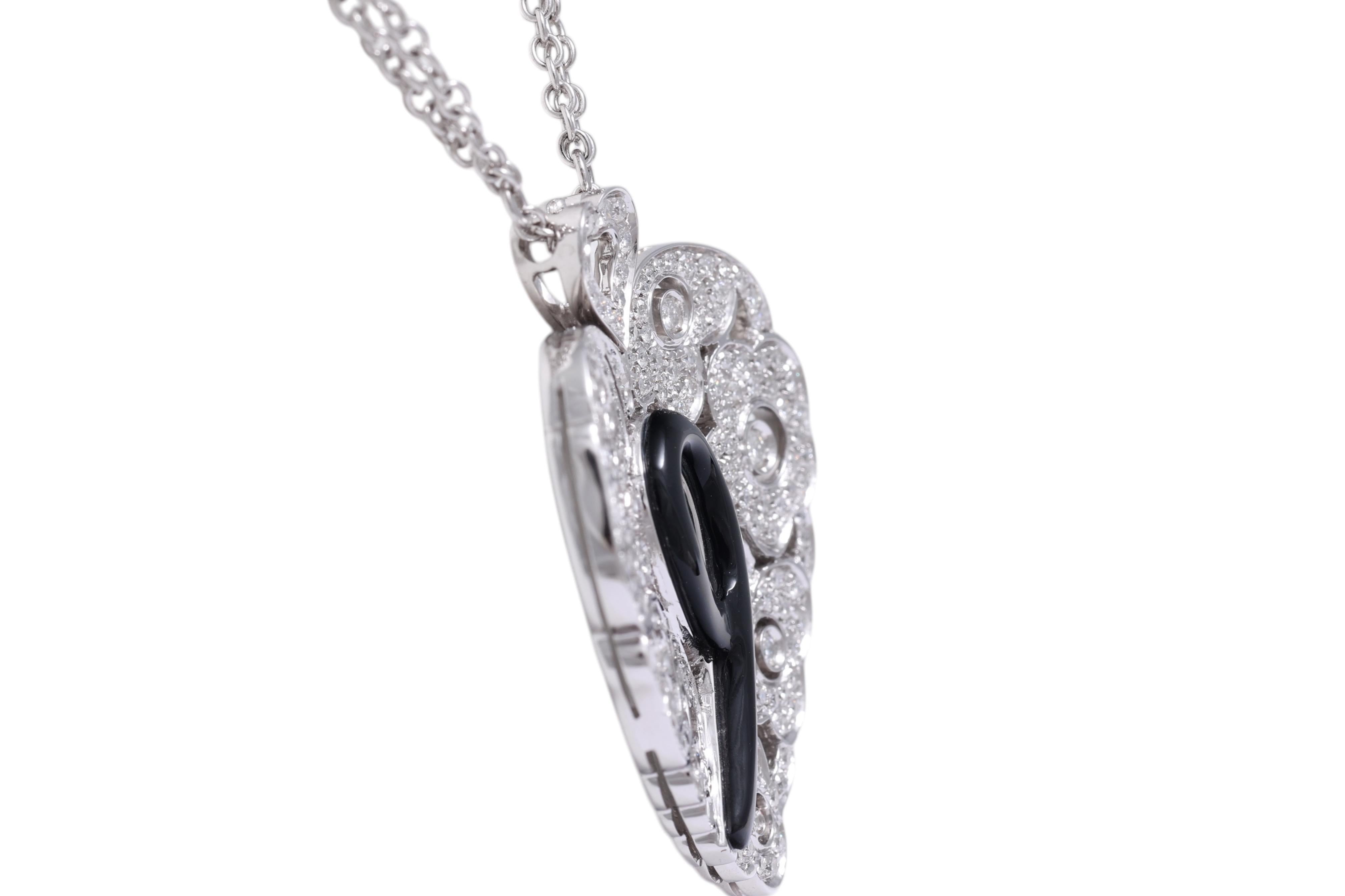 da uomo o donna Diamante 18 Kt e smalto nero Appendino / Collana / Ciondolo in vendita