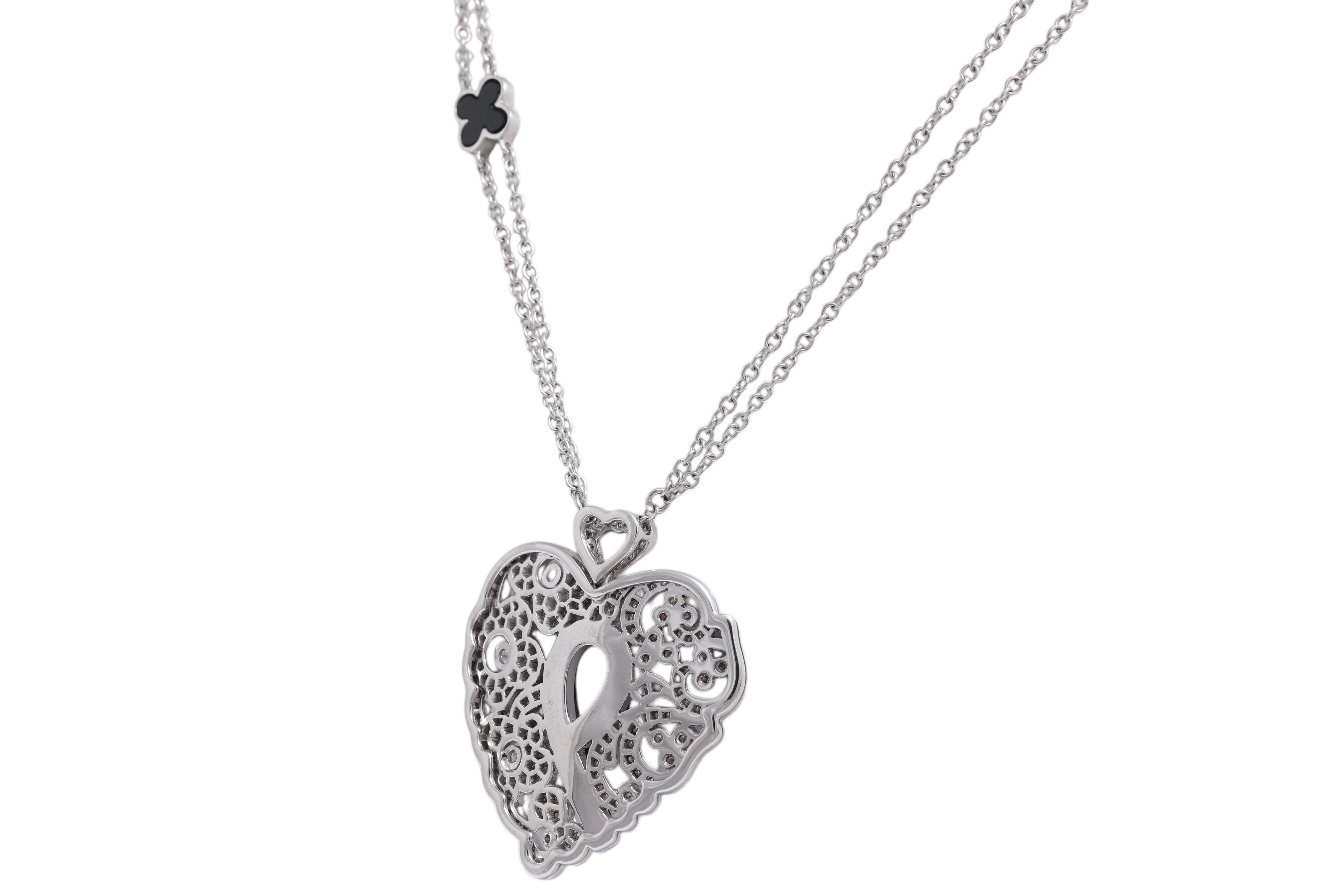 Diamante 18 Kt e smalto nero Appendino / Collana / Ciondolo in vendita 1