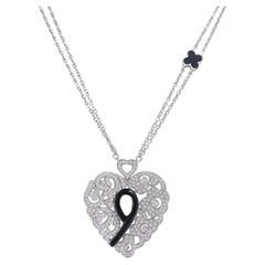 18 Kt Diamond & Black Enamel Hanger / Necklace / Pendant
