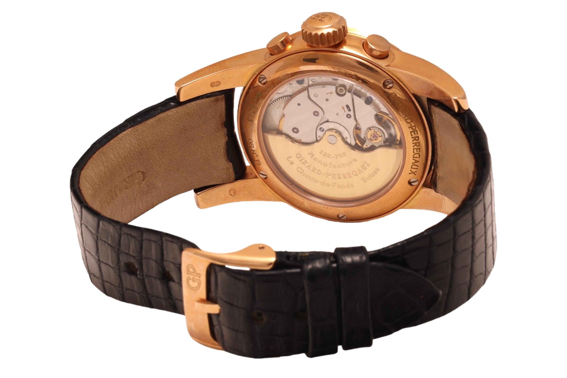 18 Kt Girard Perregaux Chronograph Wrist Watch For Sale 5