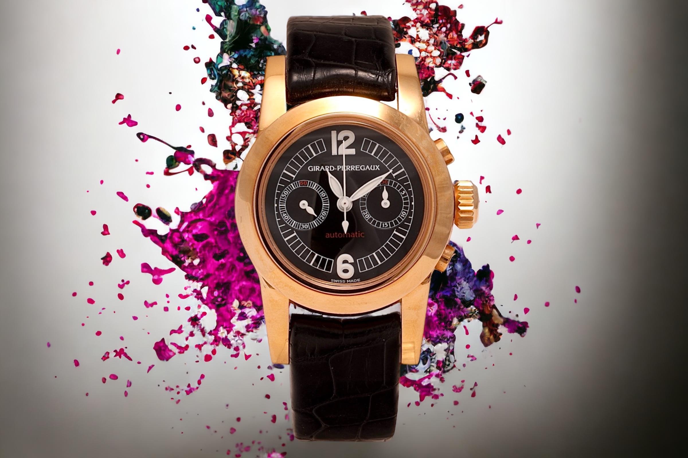 18 Kt Girard Perregaux Chronograph Wrist Watch For Sale 6
