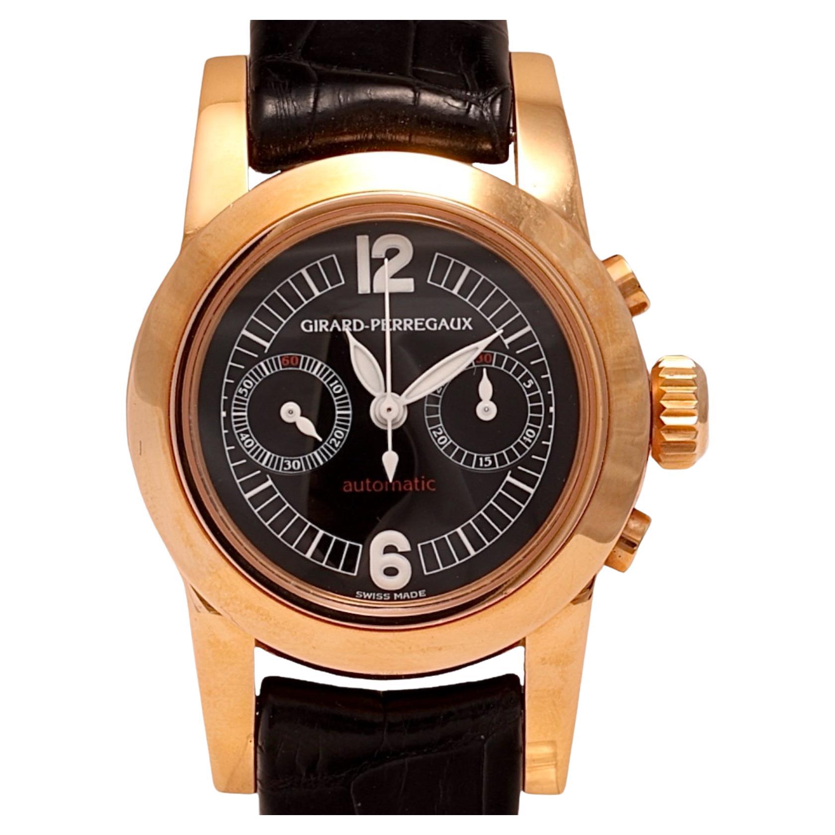 18 Kt Girard Perregaux Chronograph Wrist Watch For Sale