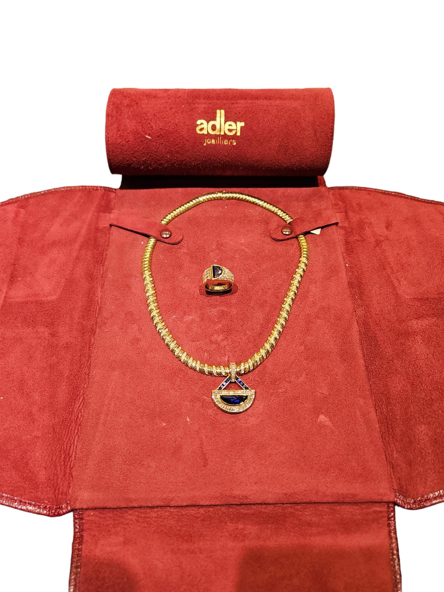 18 kt. Gold Adler Genèva Set Necklace & Ring Sapphire, Diam, Estate Sultan Oman  For Sale 5