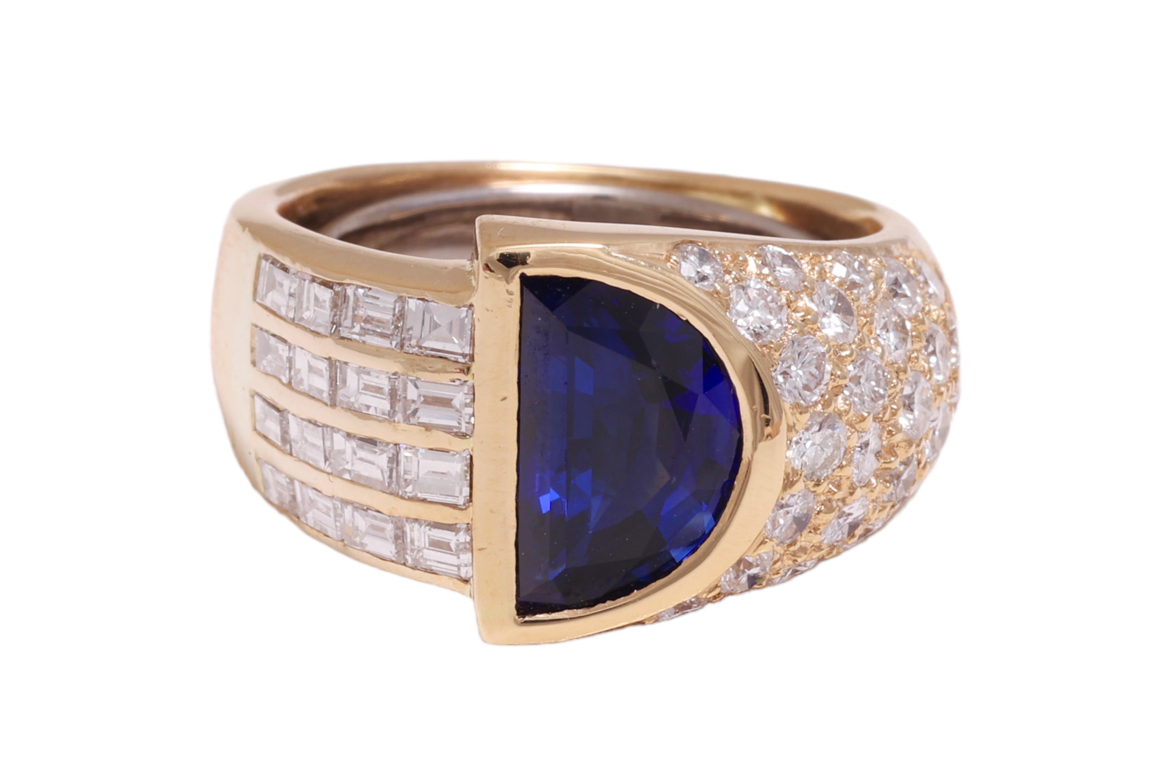 18 kt. Gold Adler Genèva Set Necklace & Ring Sapphire, Diam, Estate Sultan Oman  In Excellent Condition For Sale In Antwerp, BE