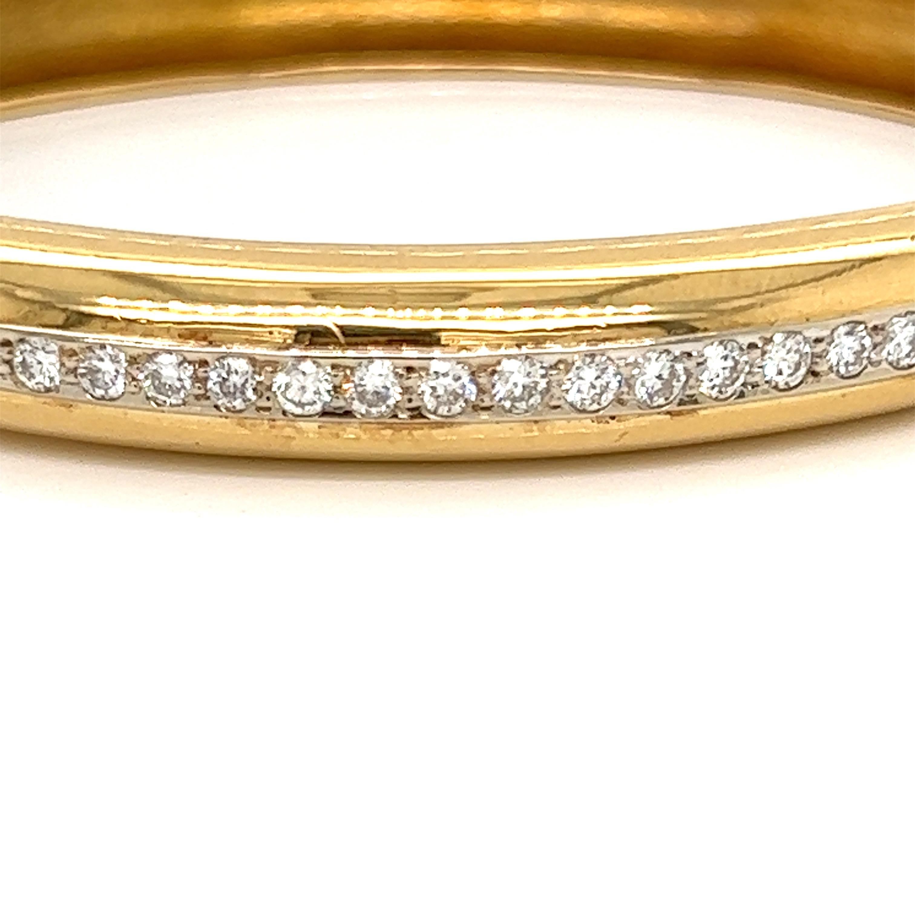 Women's or Men's 18 Kt Gold and Diamond Bangle Bracelet