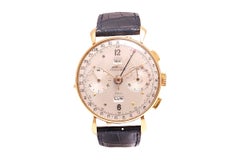 18 Kt Gold Angelus Chronodate Triple Date Jumbo 38mm Chronograph Wrist Watch
