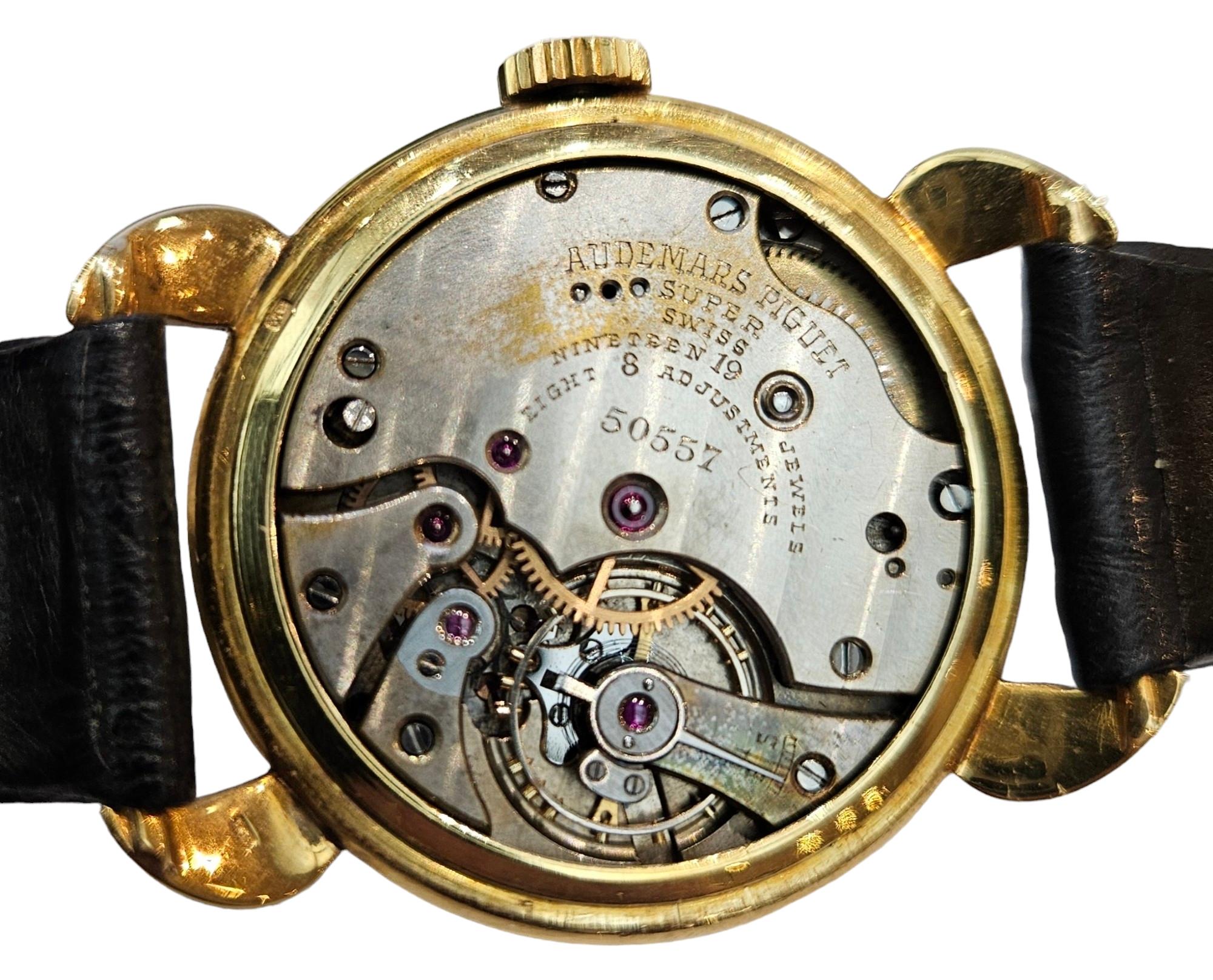 Audemars Piguet Calatrava, rare montre-bracelet de collection vintage en or 18 carats, années 1940 en vente 7