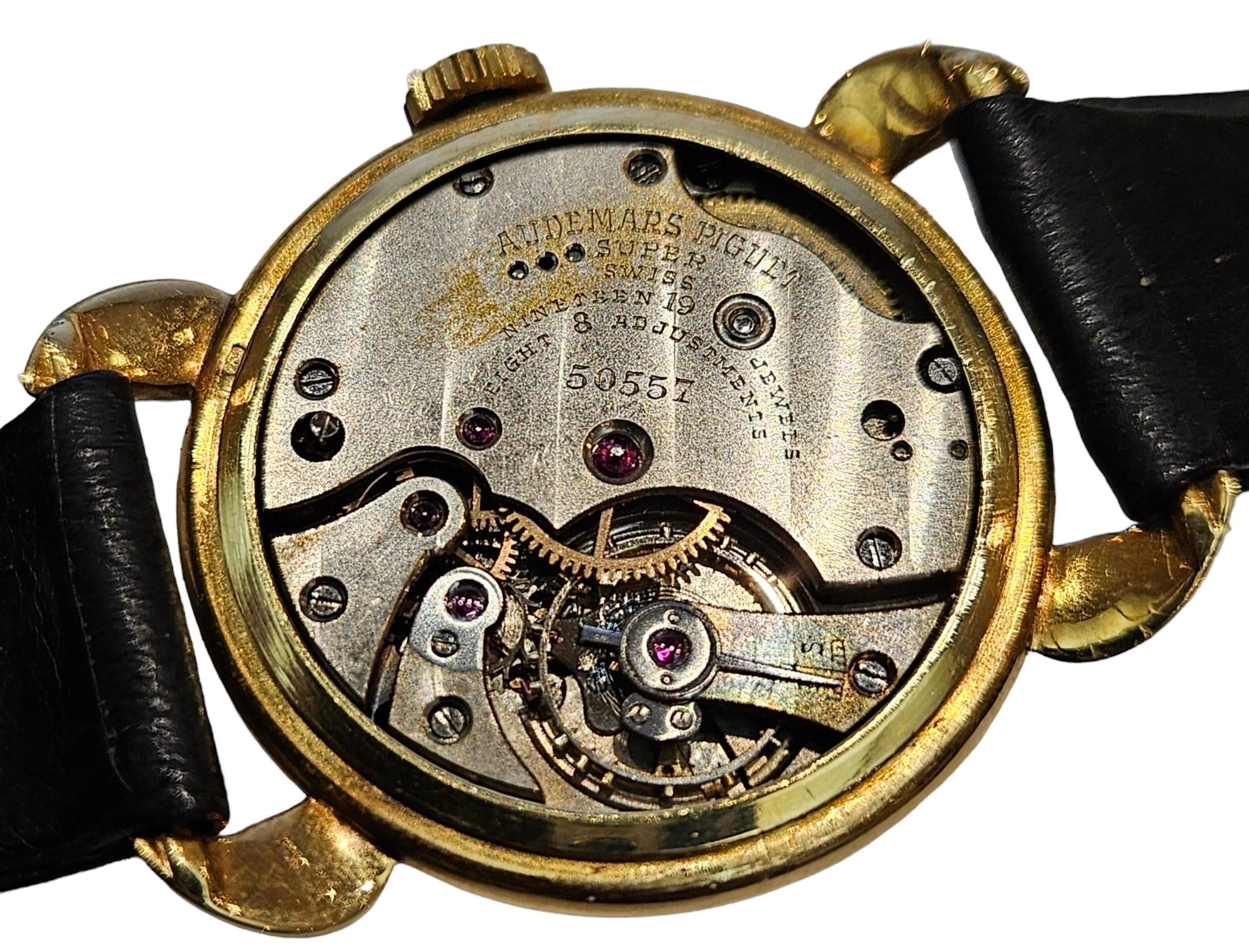 Audemars Piguet Calatrava, rare montre-bracelet de collection vintage en or 18 carats, années 1940 en vente 9