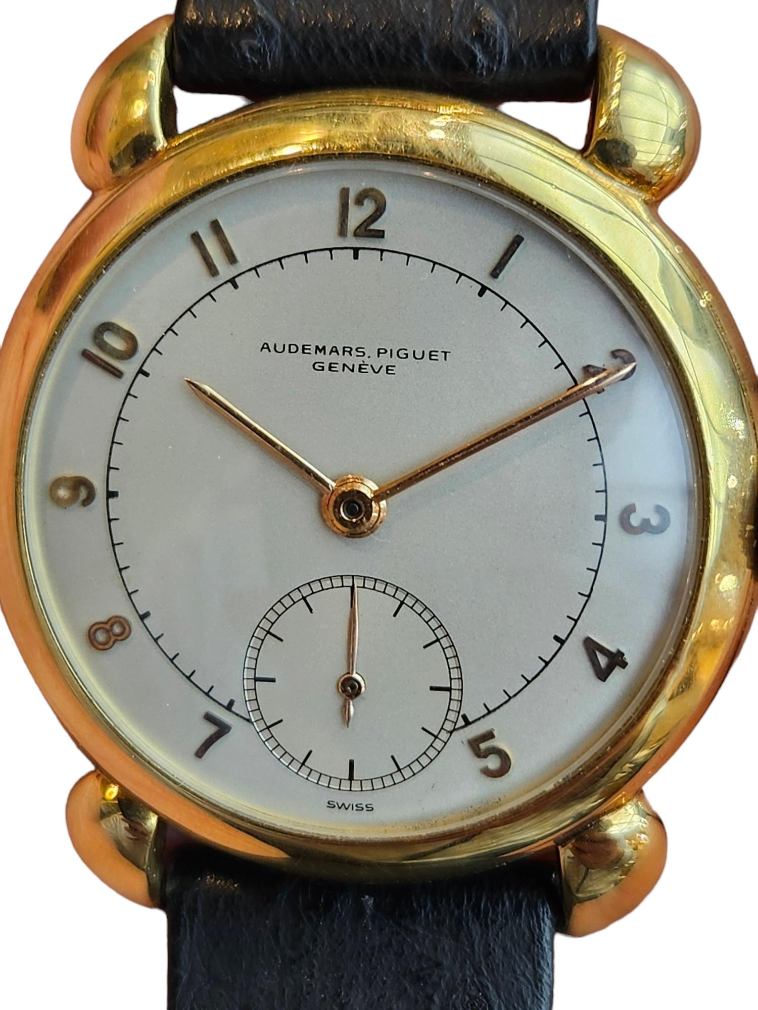 Audemars Piguet Calatrava, rare montre-bracelet de collection vintage en or 18 carats, années 1940 en vente 11