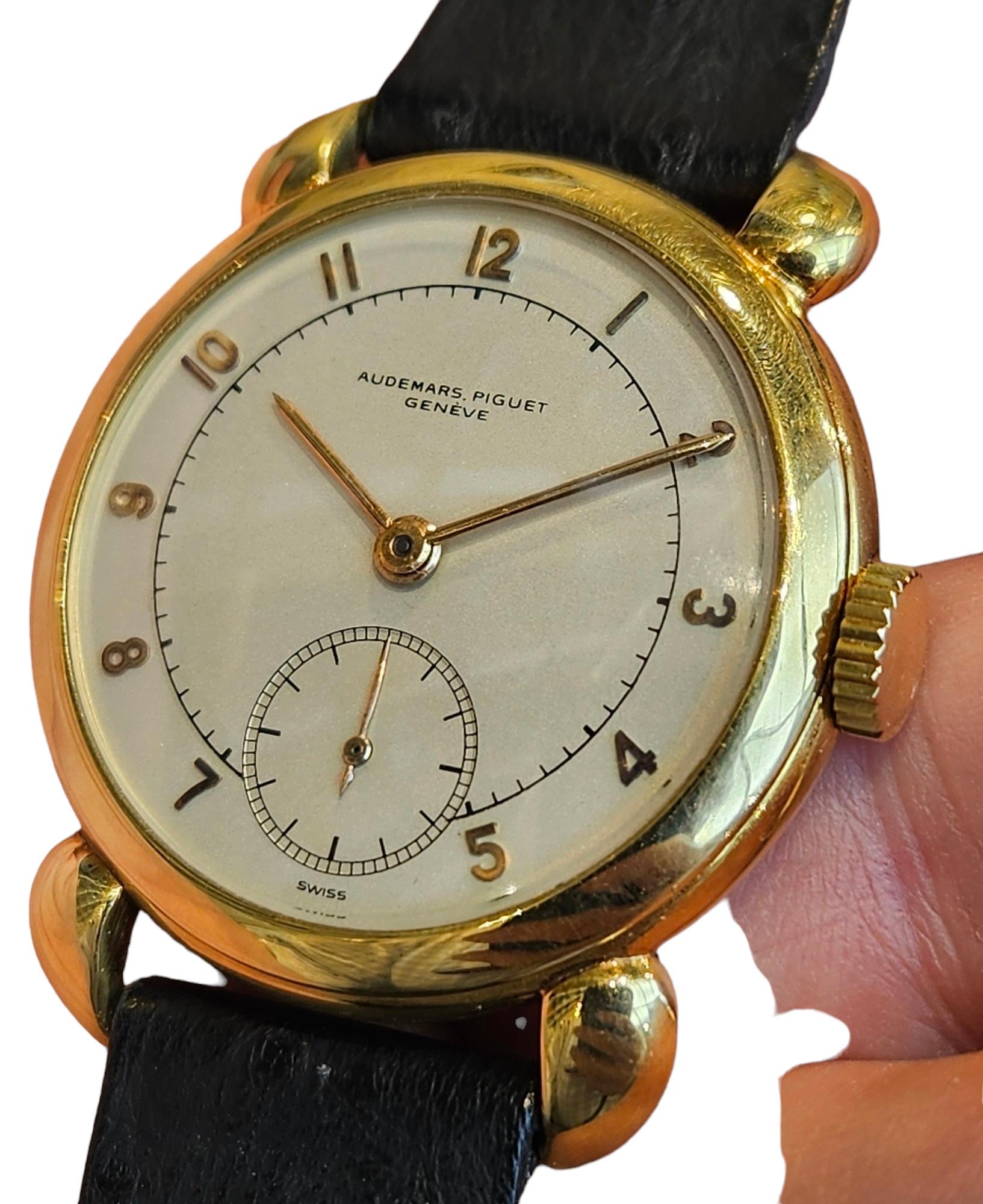 Audemars Piguet Calatrava, rare montre-bracelet de collection vintage en or 18 carats, années 1940 en vente 12
