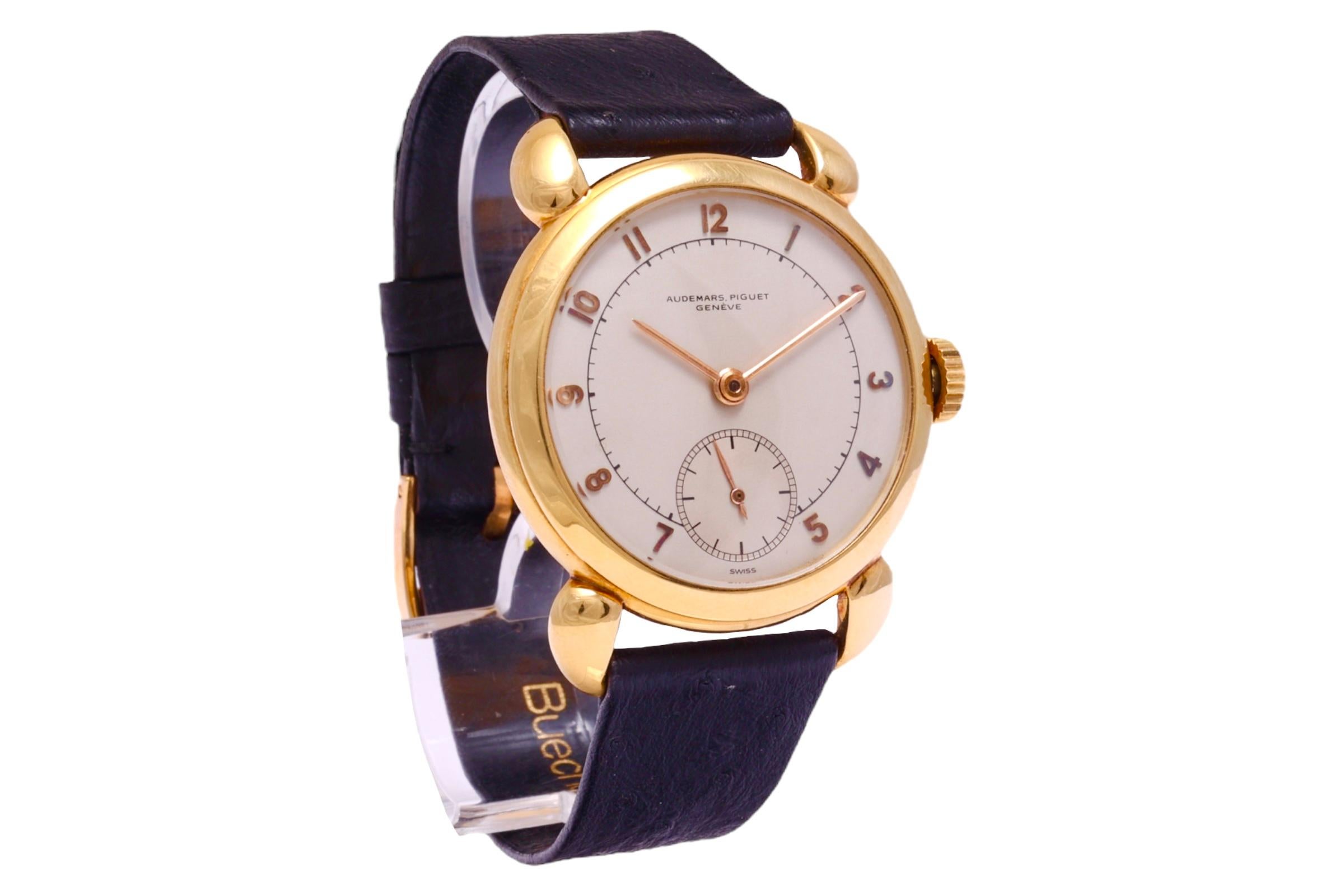 Artisan 18 Kt Gold Audemars Piguet Calatrava Vintage Rare Collectors Wrist Watch 1940's For Sale
