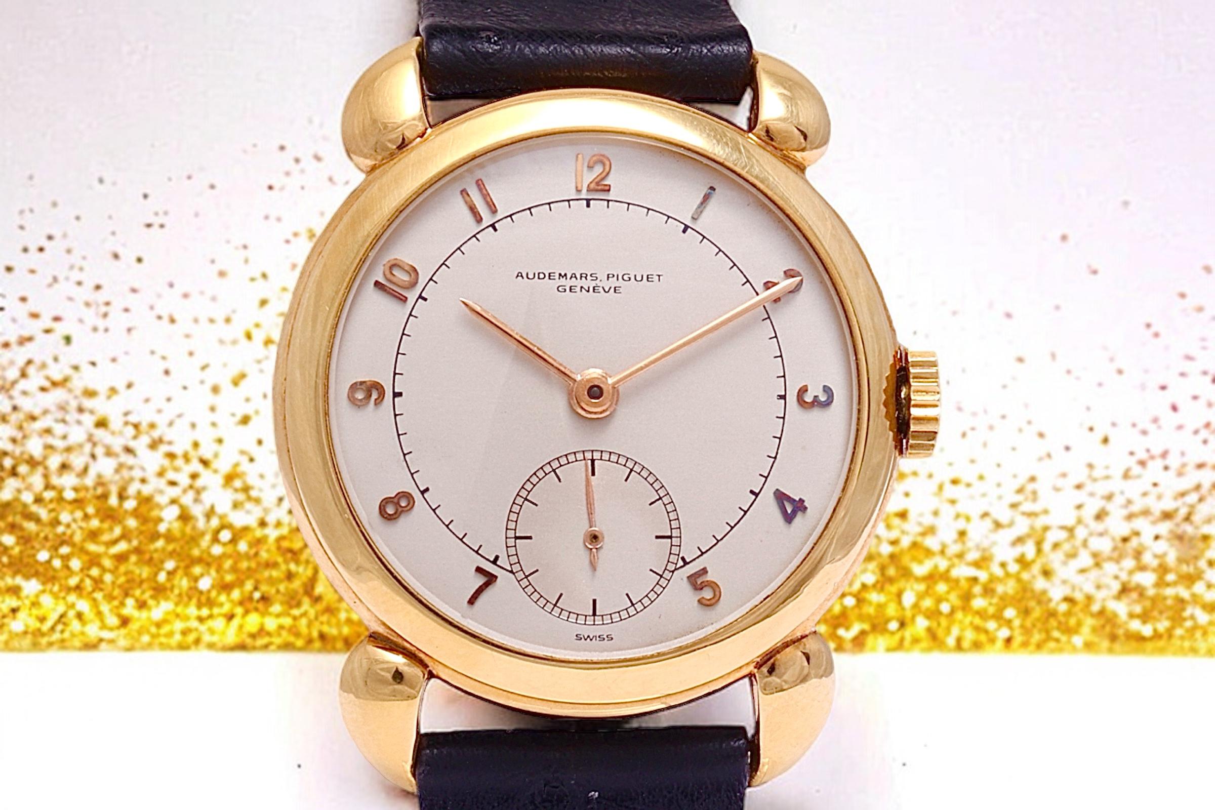 18 Karat Gold Audemars Piguet Calatrava Vintage Seltene Sammler-Armbanduhr 1940er Jahre im Angebot 4