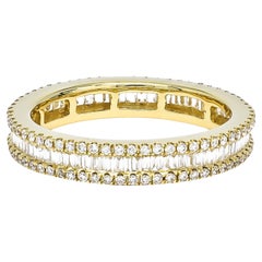 18 Kt Gold Baguette Runde Diamant Eternity Full Hochzeit Jahrestag Band Ring