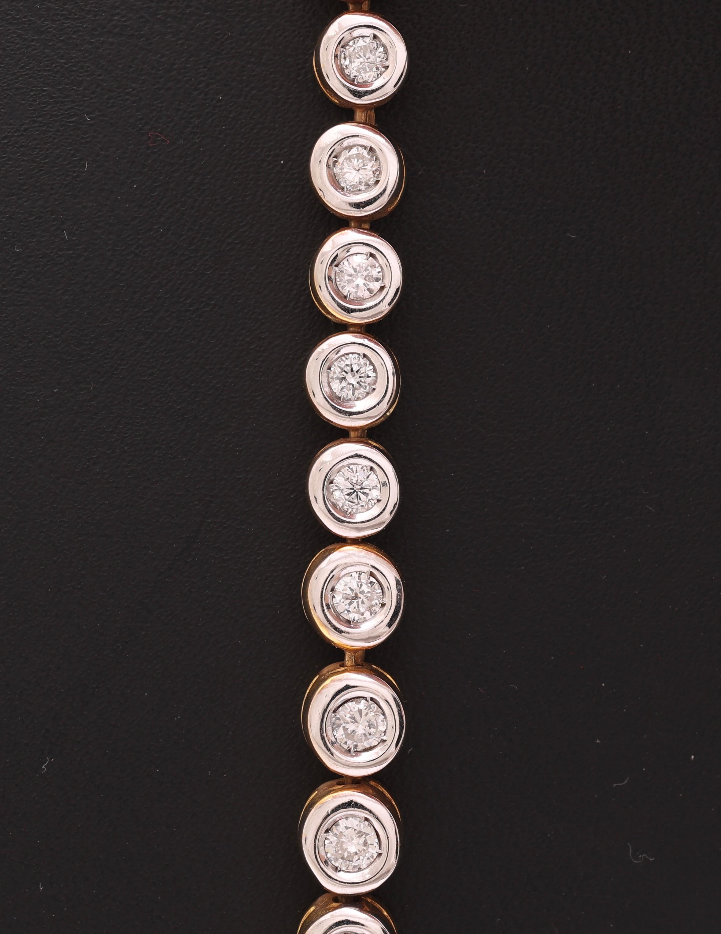 18 kt. Bracelet tennis bicolore en or de 3,75 carats Diamants Unisexe en vente