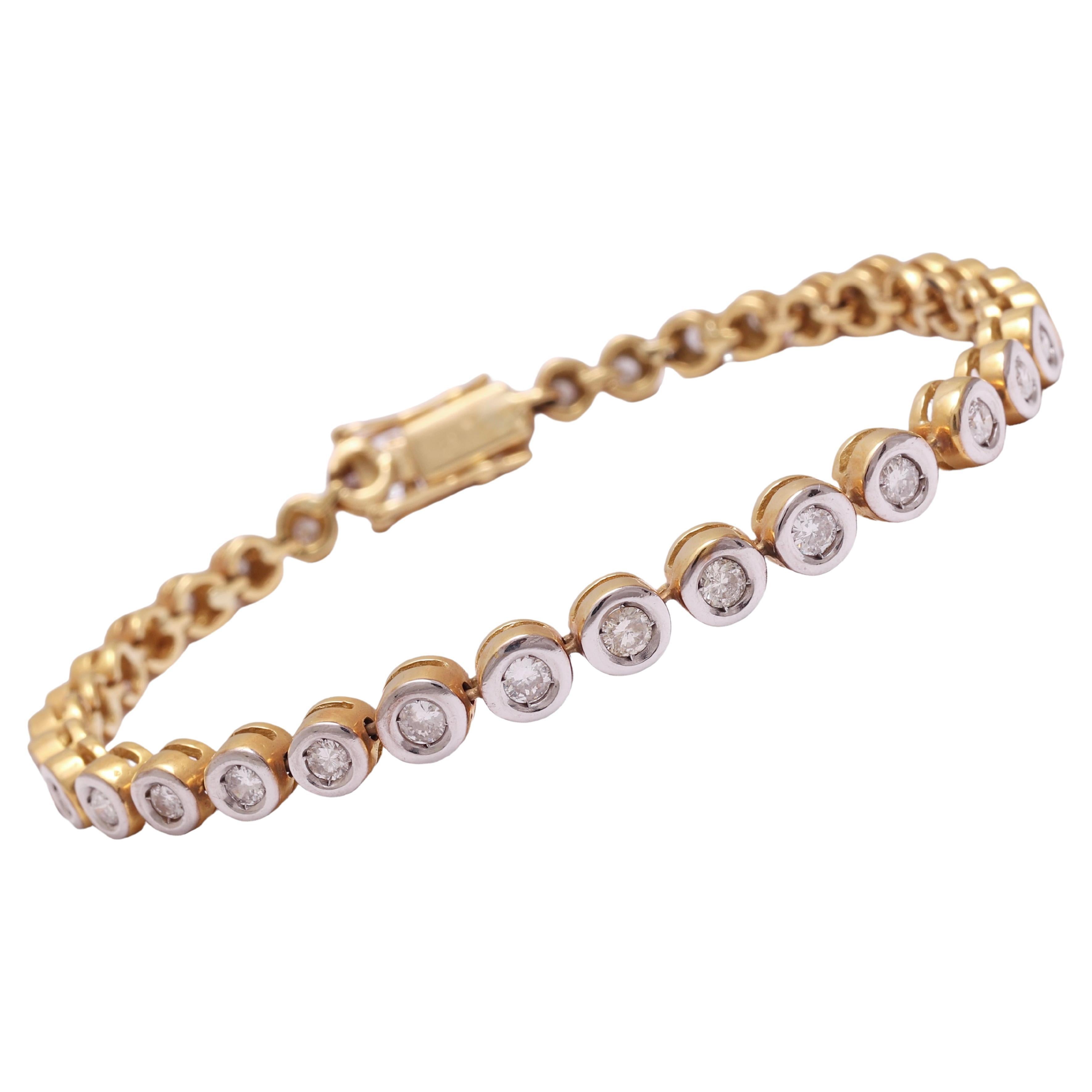 18 kt. Bracelet tennis bicolore en or de 3,75 carats Diamants en vente