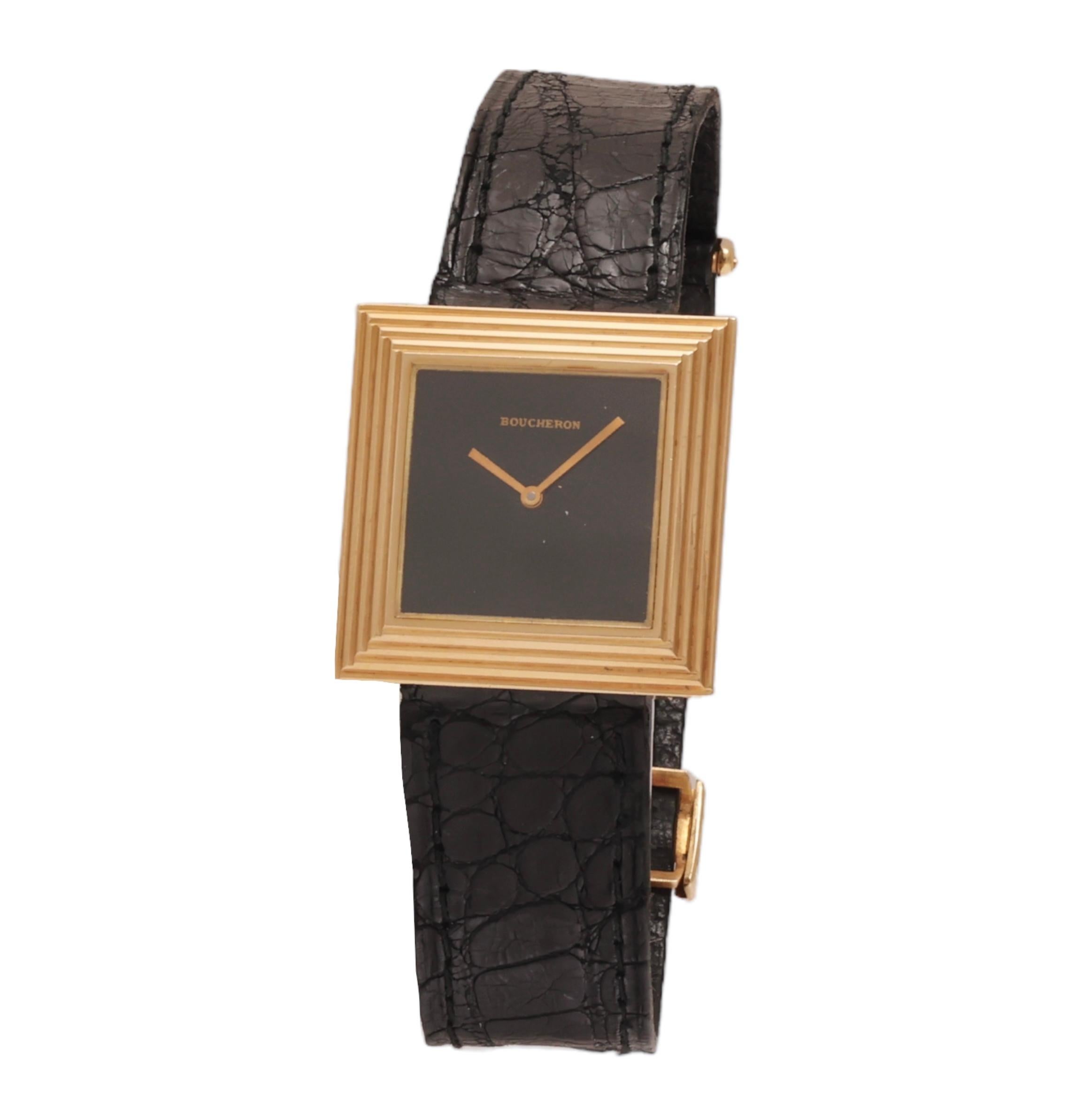 Artisan 18 kt Gold Boucheron Quartz Wrist Watch For Sale