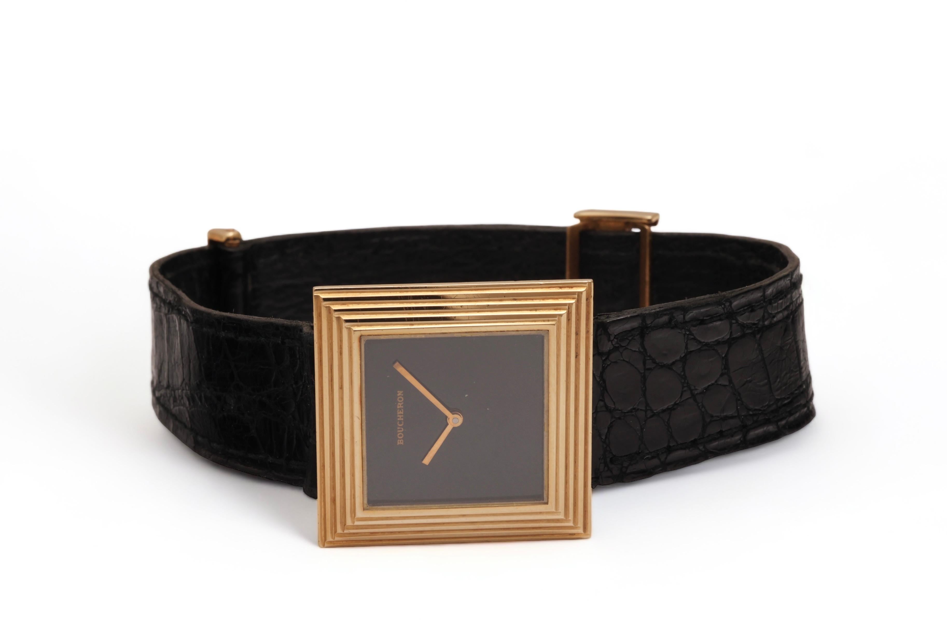 18 kt Gold Boucheron Quartz Wrist Watch For Sale 1