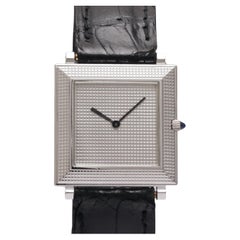 Vintage 18 kt. Gold Boucheron Wristwatch, Extra-Flat Square Case Textured Dial & Bezel