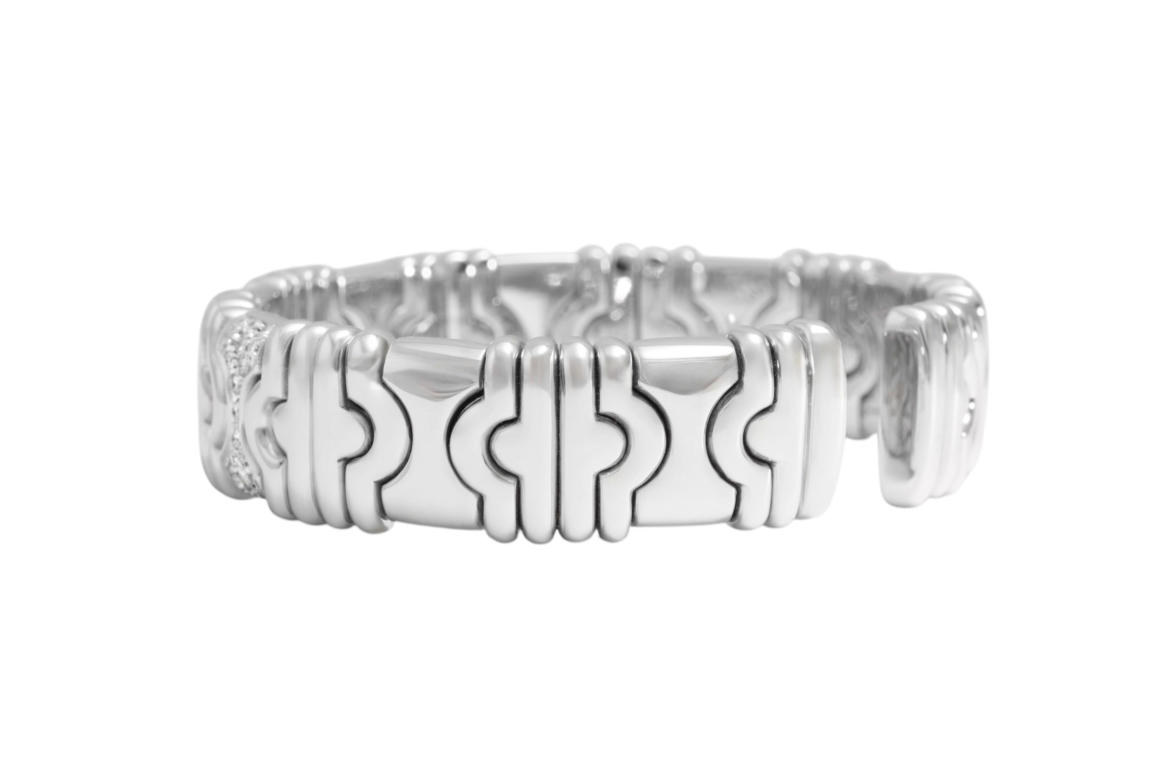 Femenino o masculino Pulsera flexible de oro de 18 kt y diamantes talla brillante en venta