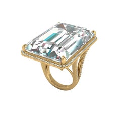 18 Kt Gold Diamond Accent Power Crystal Cocktail Ring