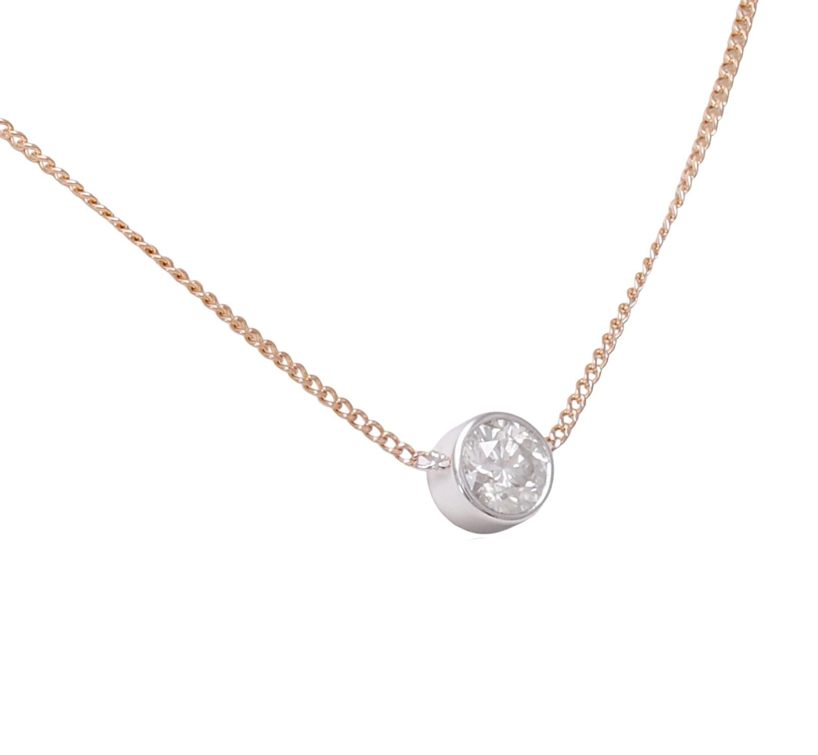 IGi Certified 18 kt. Gold Diamond Pendant Choker Necklace with 1.06 ct. Diamond For Sale 5