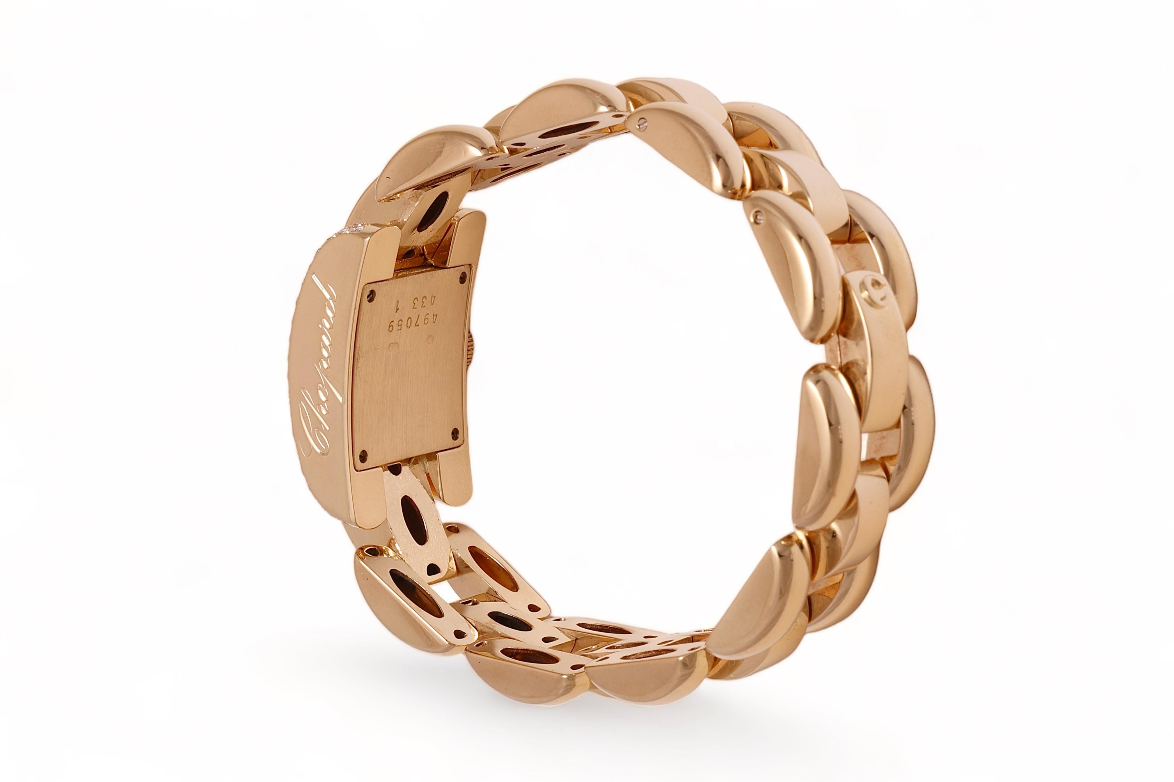 18 Kt. Montre-bracelet en or et diamants Chopard La Strada en vente 4
