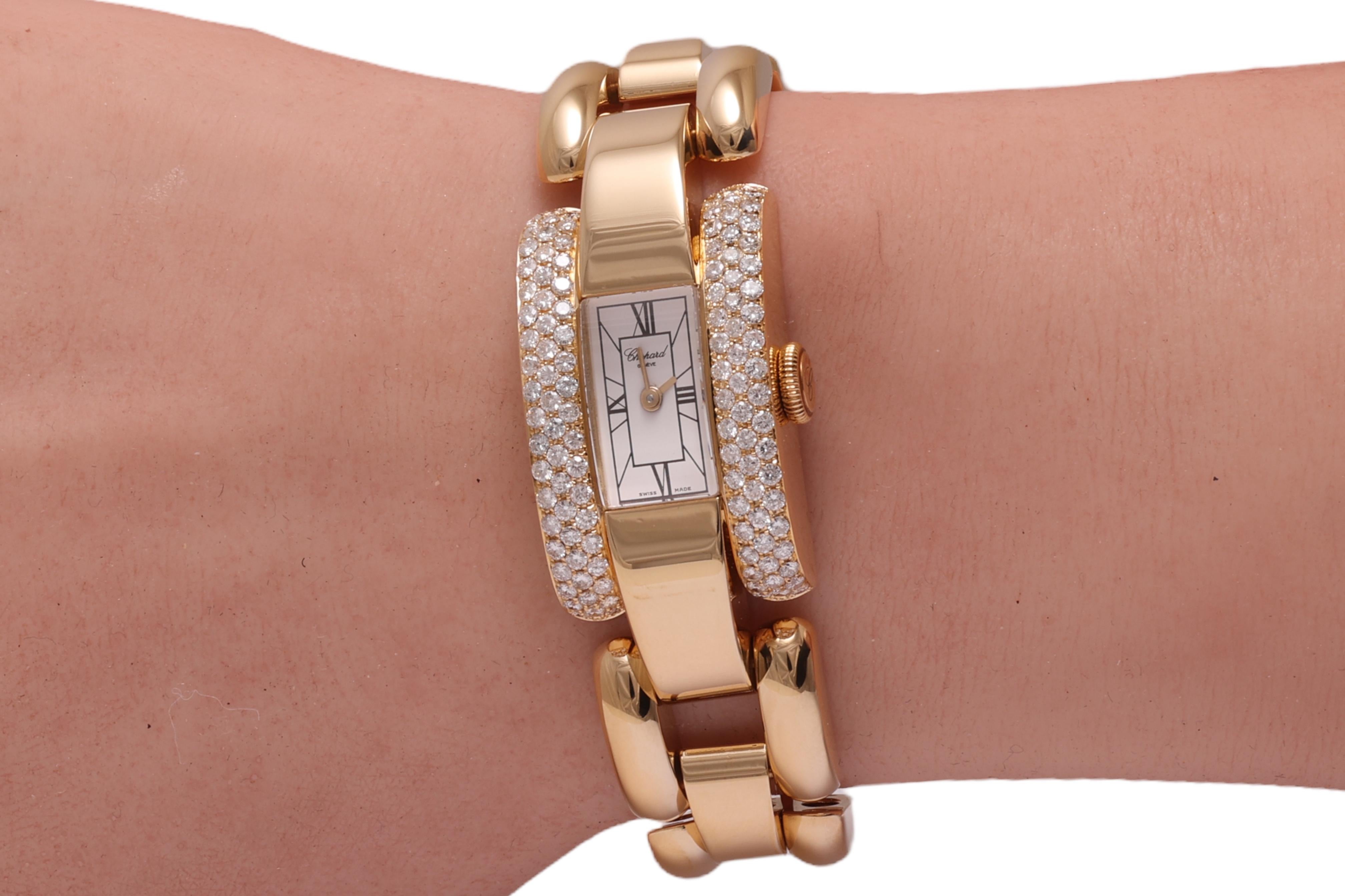 18 Kt. Montre-bracelet en or et diamants Chopard La Strada en vente 5
