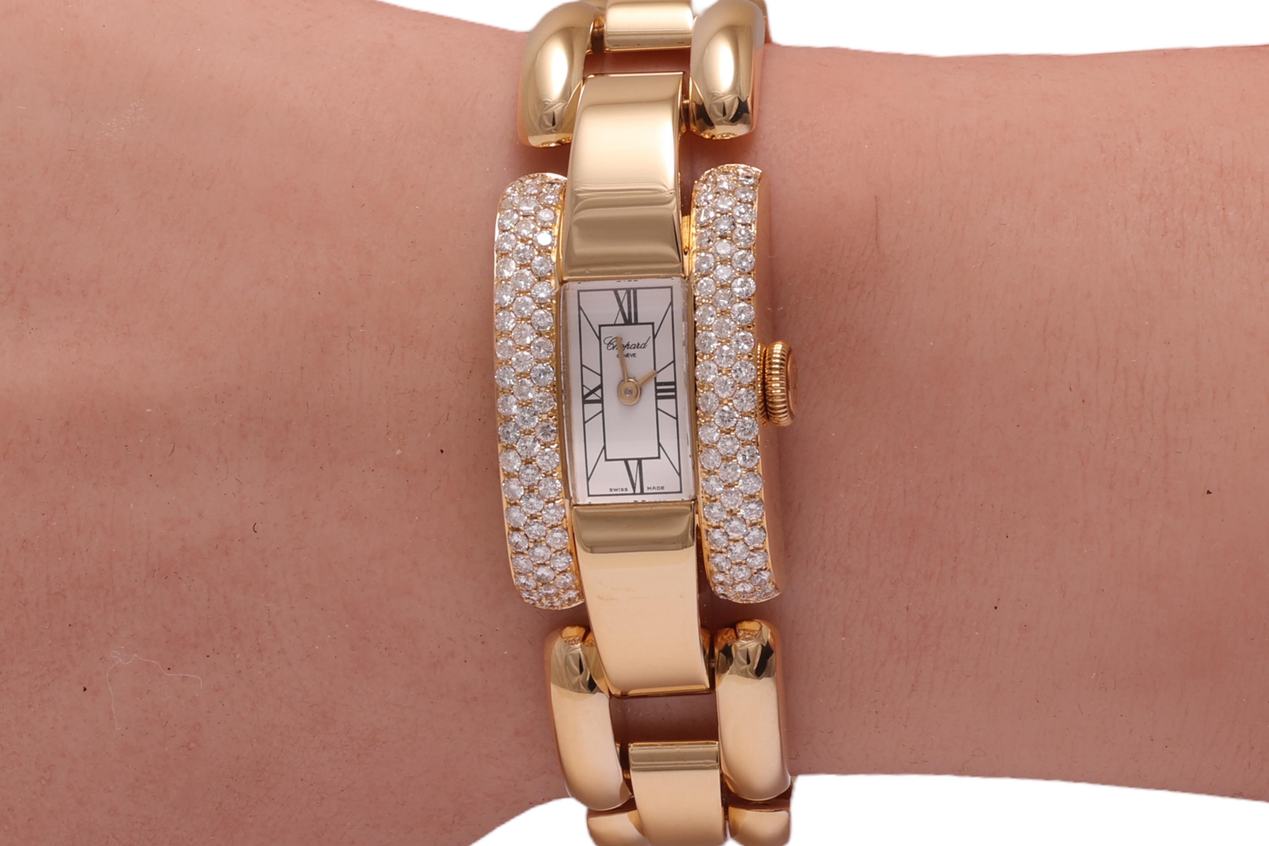 18 Kt. Montre-bracelet en or et diamants Chopard La Strada en vente 6