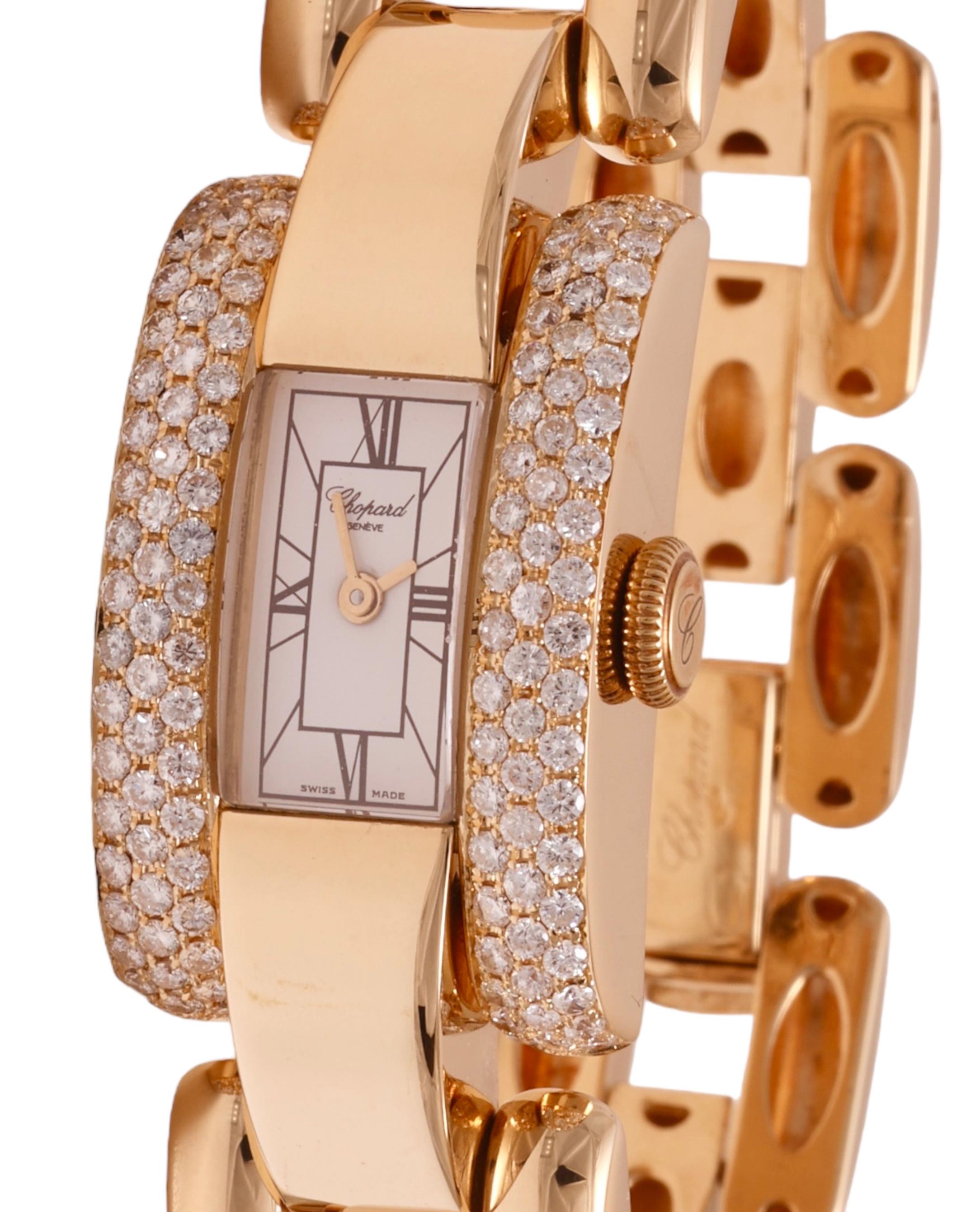 18 Kt. Montre-bracelet en or et diamants Chopard La Strada en vente 7