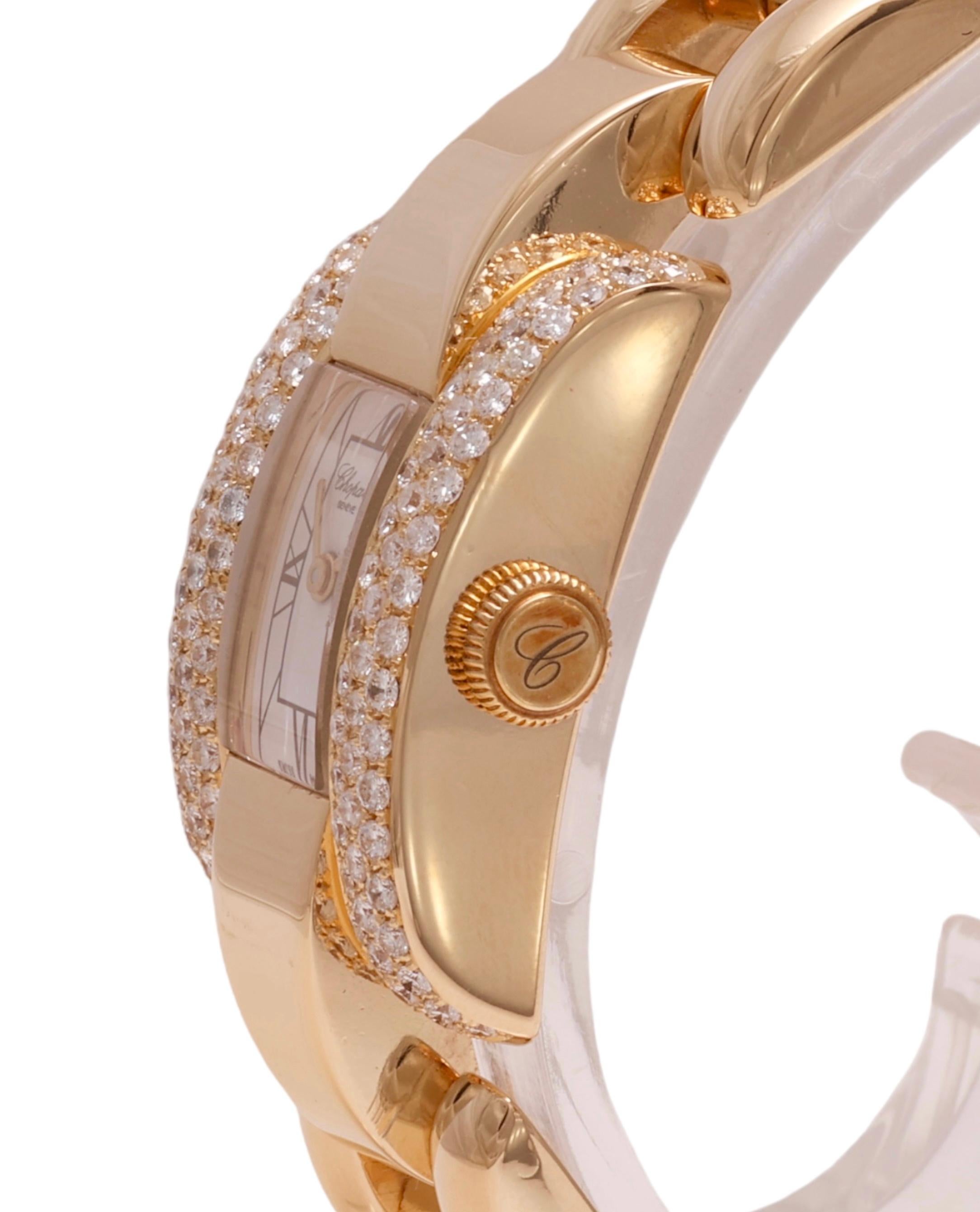 18 Kt. Montre-bracelet en or et diamants Chopard La Strada en vente 8