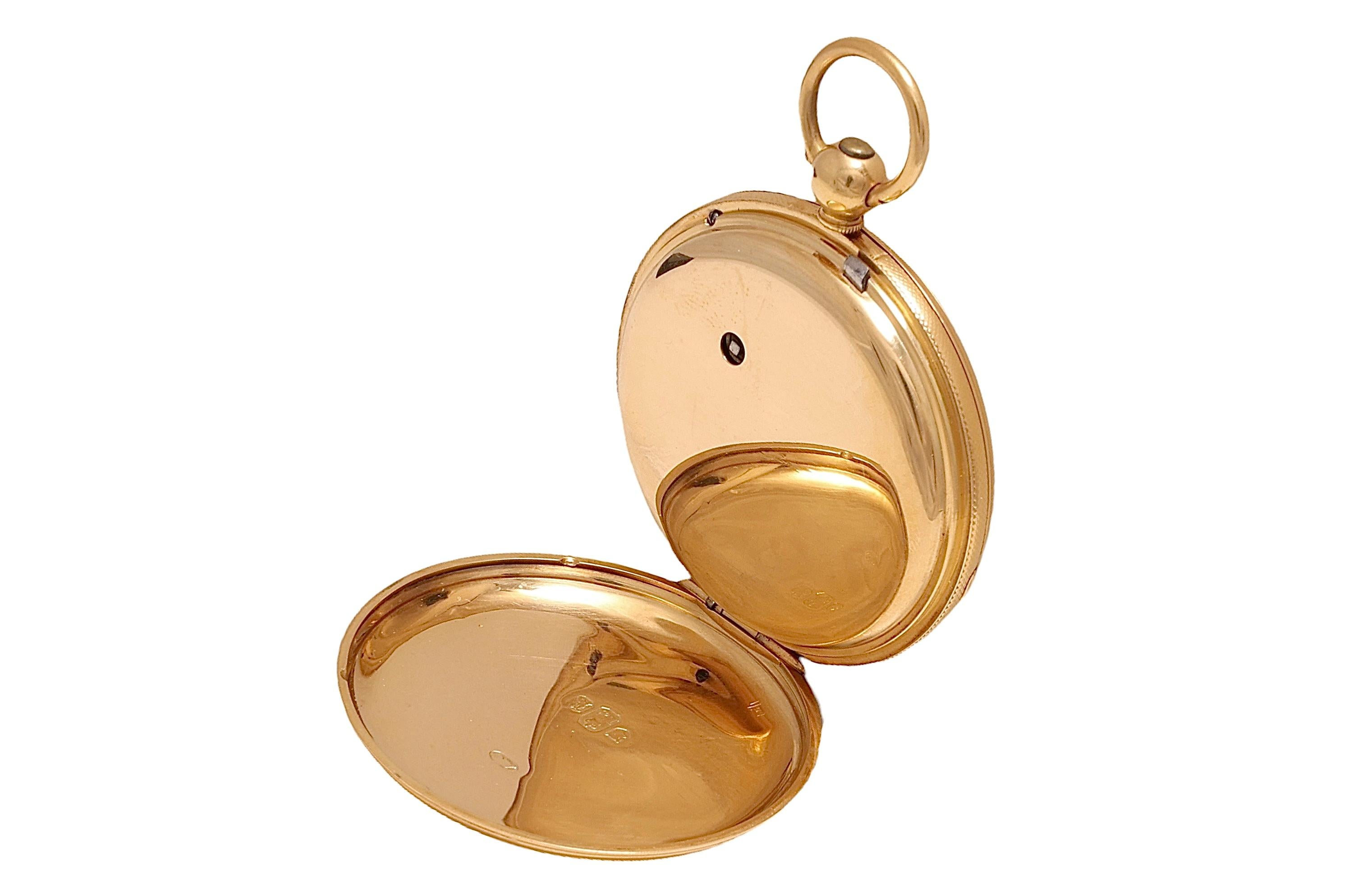 Women's or Men's 18 Kt Gold E.J Dent London, Yellow Gold, Open Face Verge Pocket watch   For Sale