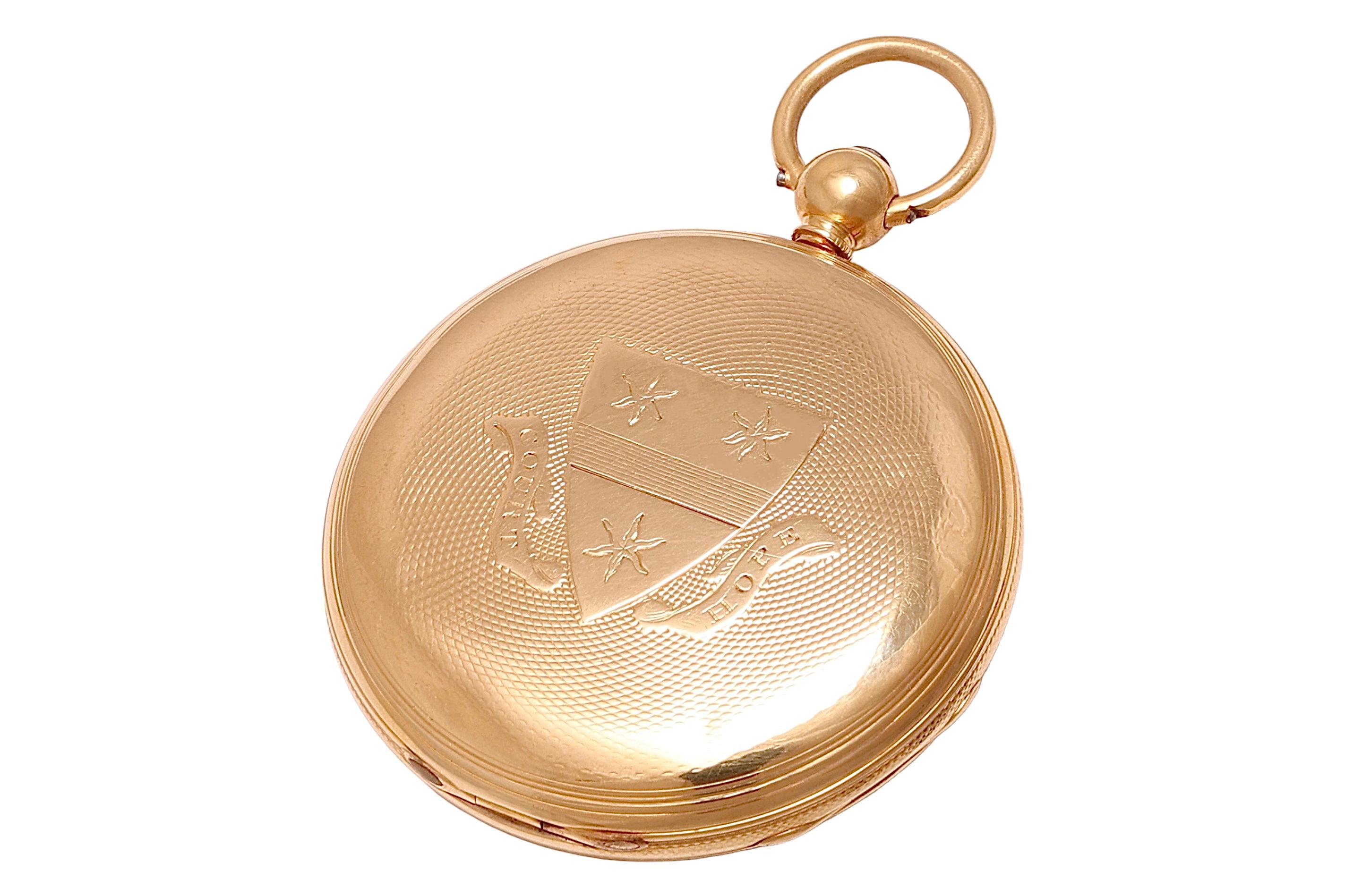 18 Kt Gold E.J Dent London, Yellow Gold, Open Face Verge Pocket watch   For Sale 2