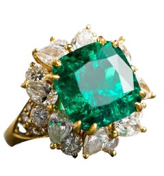 18 Kt Gold Emerald Ring 22.45 ct and 6.68 Ct Diam. & Burmese Spinel 9.67 ct Ring