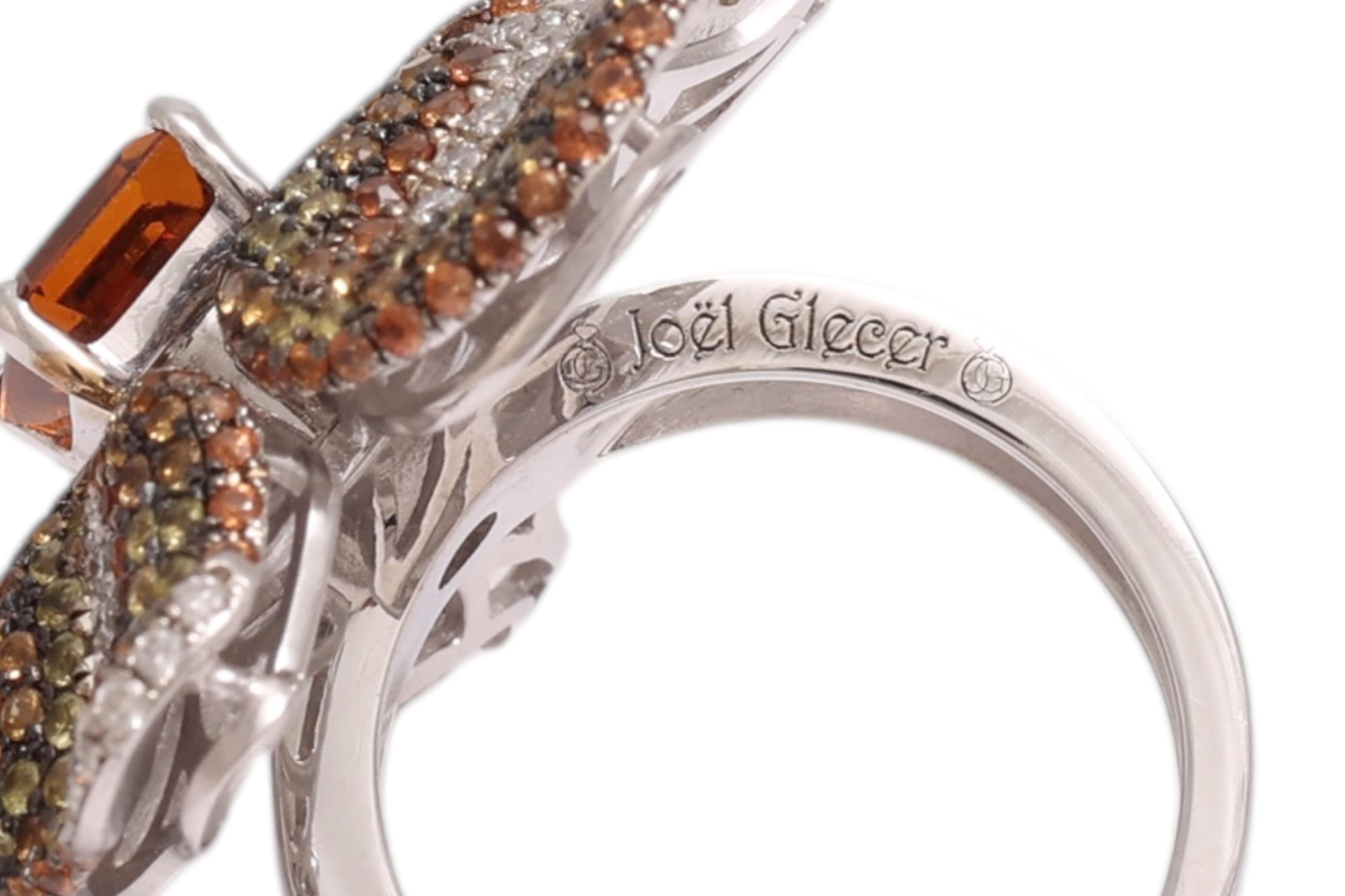18 Kt Gold Flower Ring, Tsavorites, Citrine & Diamonds, A Real Piece of Art For Sale 4
