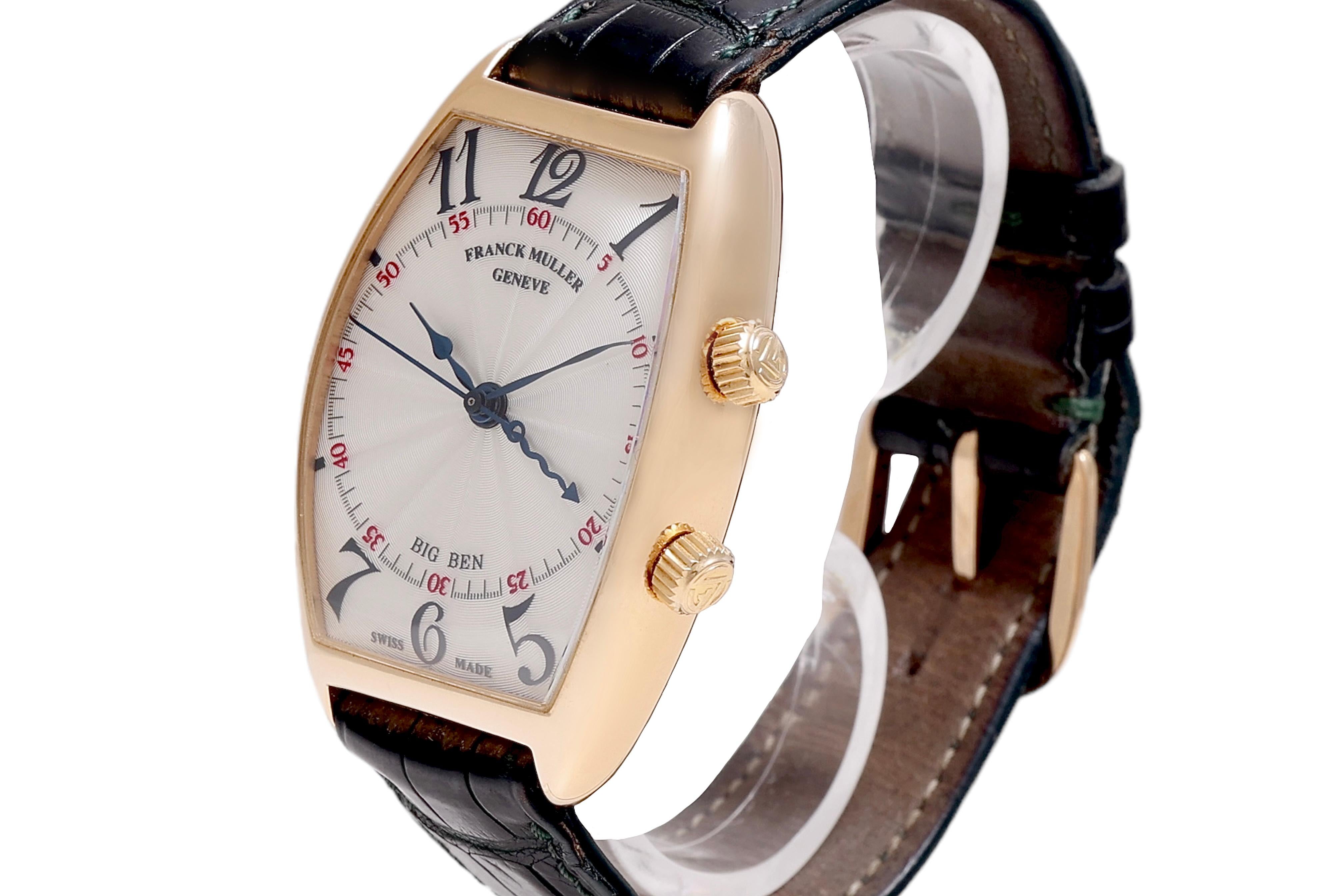 Franck Muller Big Ben 2851 AL, 18 kt. Yellow Gold Case & Buckle, Collectors watch Case Number 0 !!!!
Was sold or given only to very close friends of Franck Muller !

Movement: Manual Winding with Alarm

Functions: Hour, minute, second, Alarm

Case: