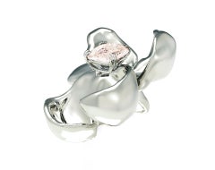 GRS Certified No Heat Pink Padparadscha Sapphire 18K Gold Pendant Necklace