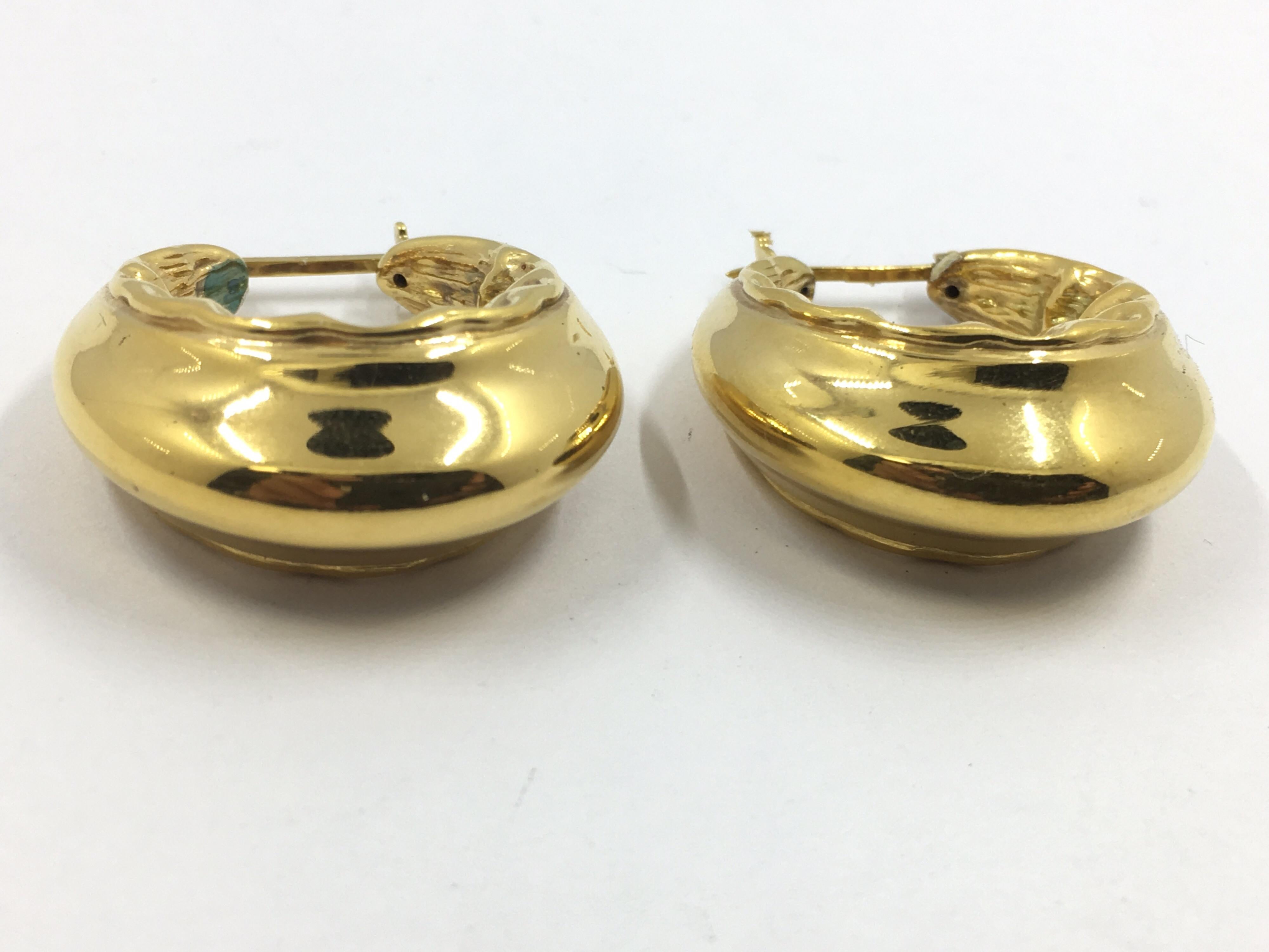 Art Nouveau 18 Karat Gold Hoop Earrings