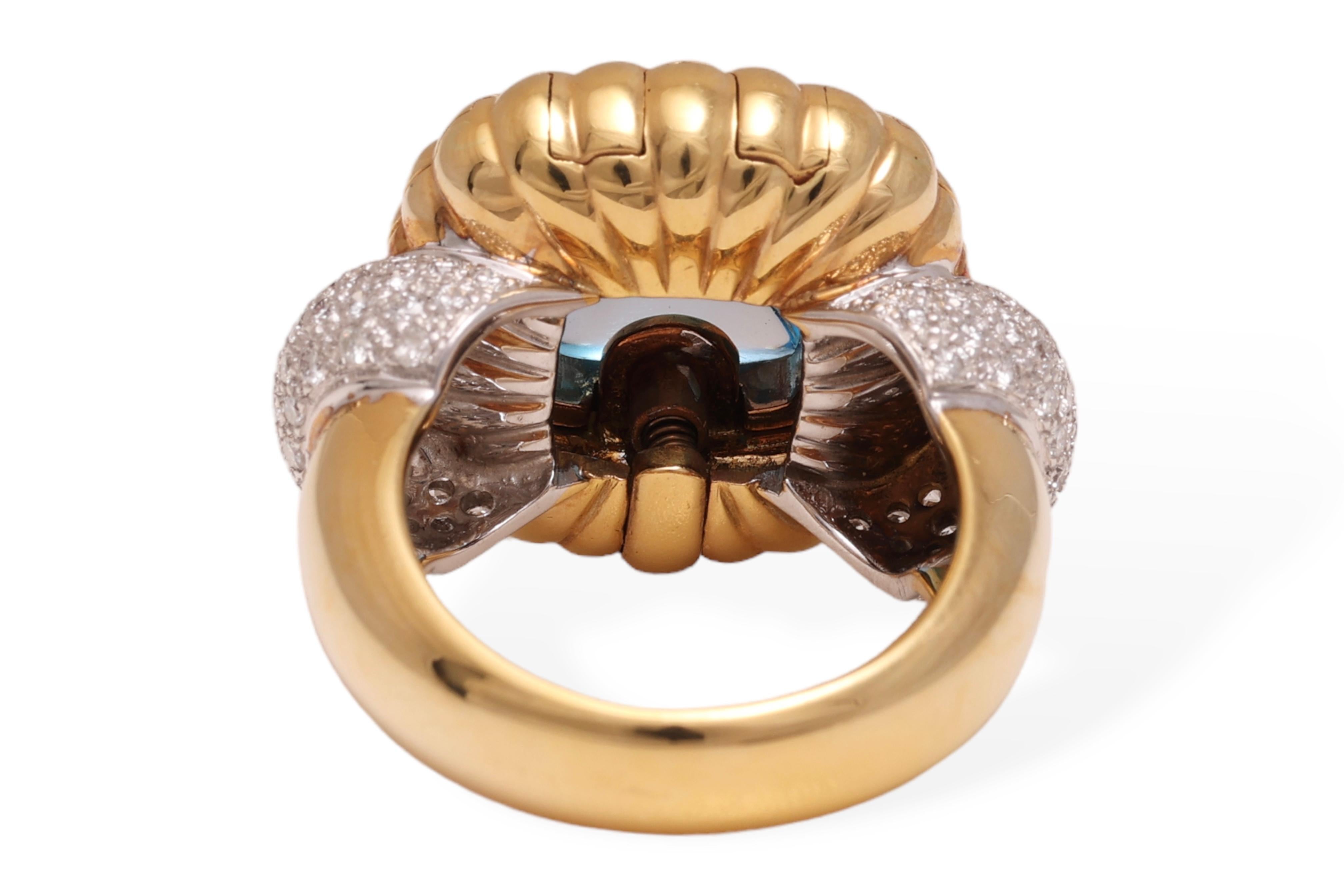 Anello con diamante con pietre di colore intermedio intercambiabili in oro 18 Kt in vendita 4